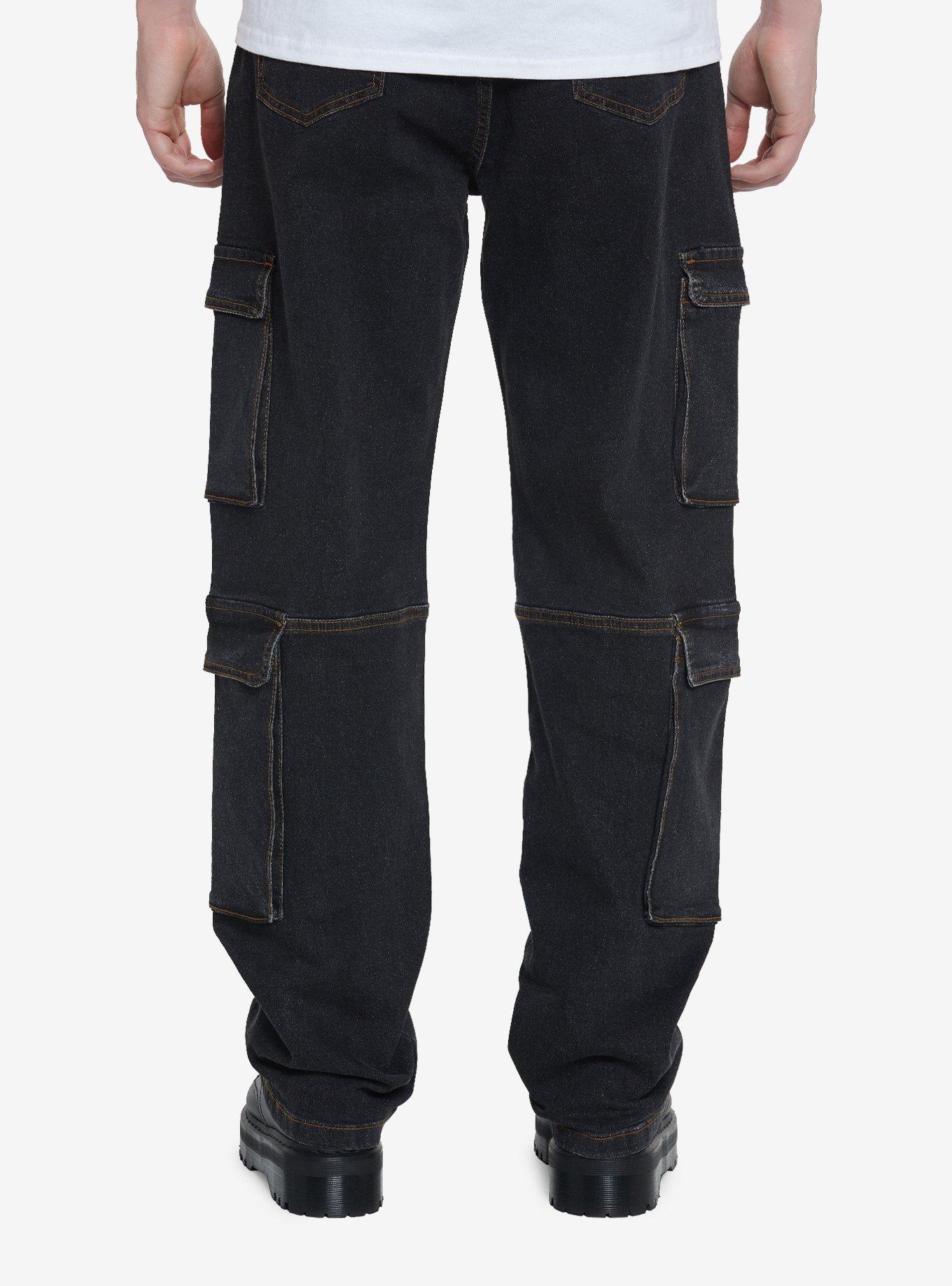 Grey Wash Cargo Denim Pants, , hi-res