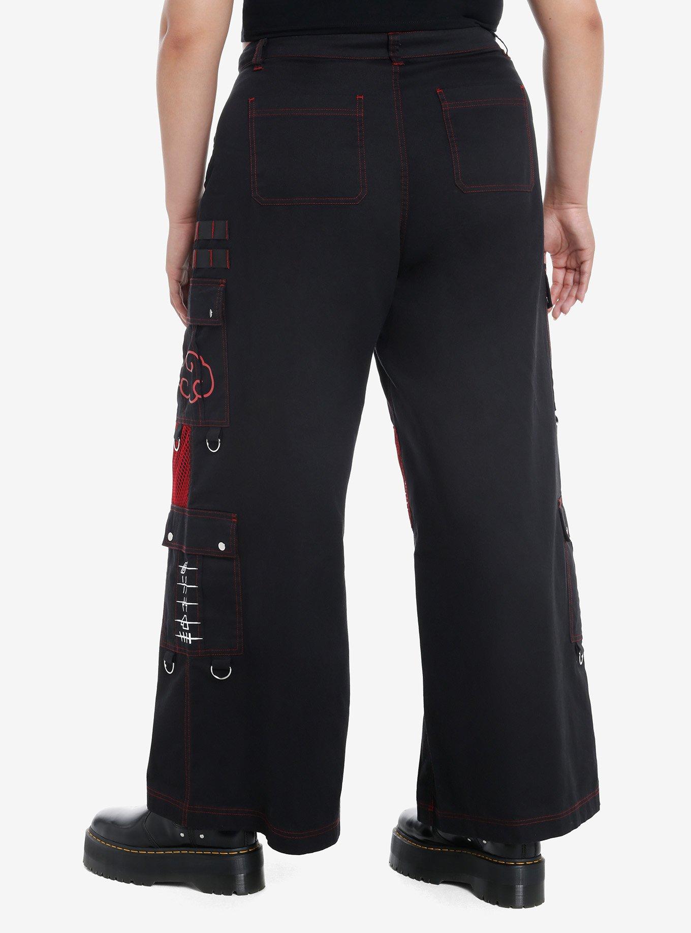 Naruto Shippuden Akatsuki Mesh Wide Leg Cargo Pants Plus Size, RED, alternate