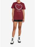 Pierce The Veil Chain Heart Burgundy Boyfriend Fit Girls T-Shirt, BURGUNDY, alternate