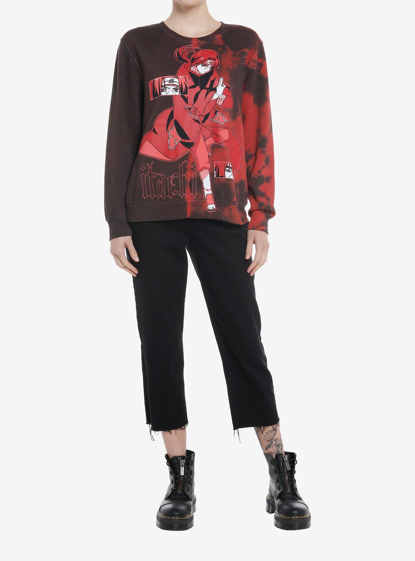 Naruto Shippuden Itachi Eyes Red Tie-Dye Girls Sweatshirt, BLACK, alternate