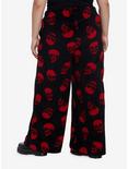 Social Collision Red Skulls Sherpa Girls Lounge Pants Plus Size, BLACK, alternate