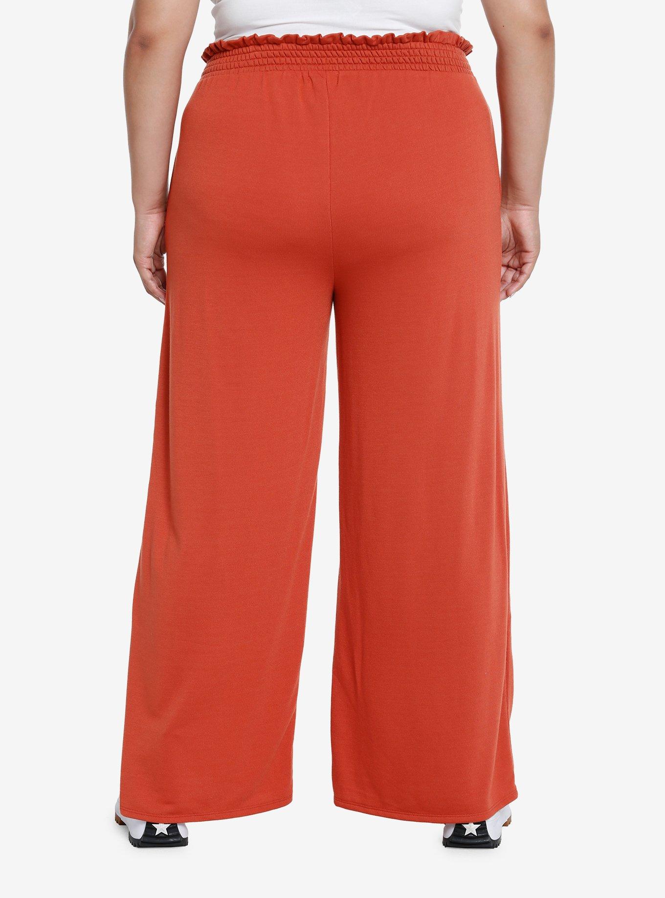 Thorn & Fable Mushrooms & Flowers Embroidered Wide Leg Pants Plus Size, RUST, alternate