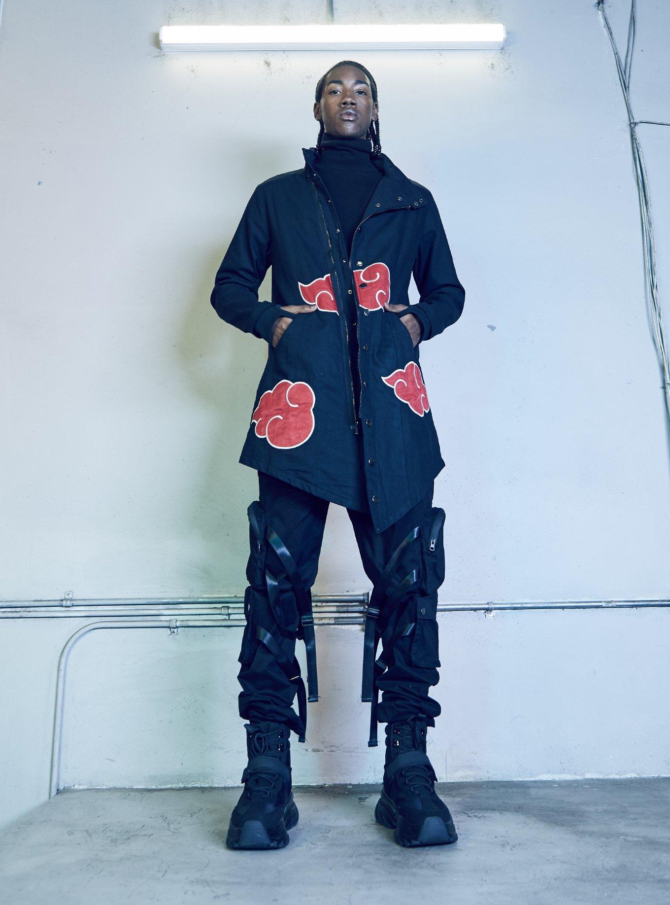 Naruto Shippuden Akatsuki Long Coat Jacket, BLACK, alternate