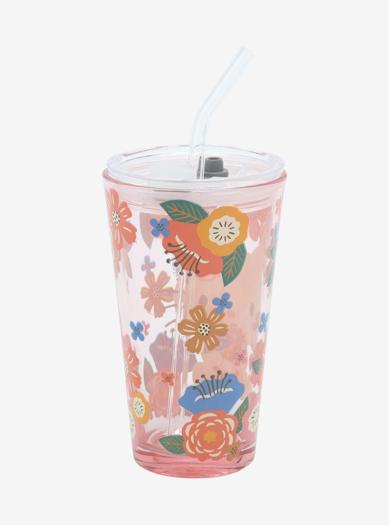 Sanrio Hello Kitty Floral Pint Glass with Lid and Straw, , alternate