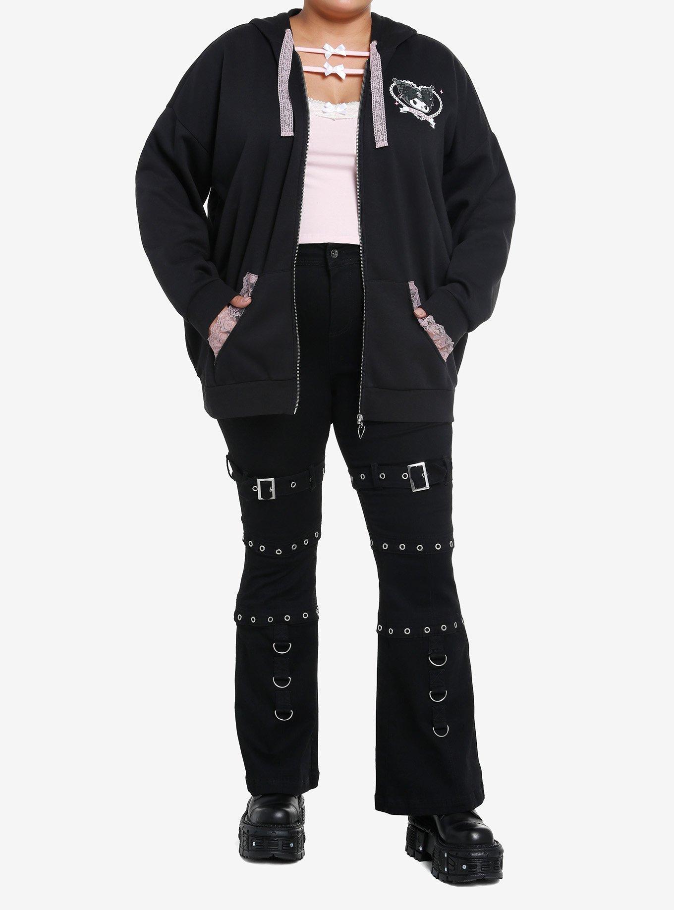 Kuromi Lolita Lace 3D Ear Hoodie Plus Size, MULTI, alternate