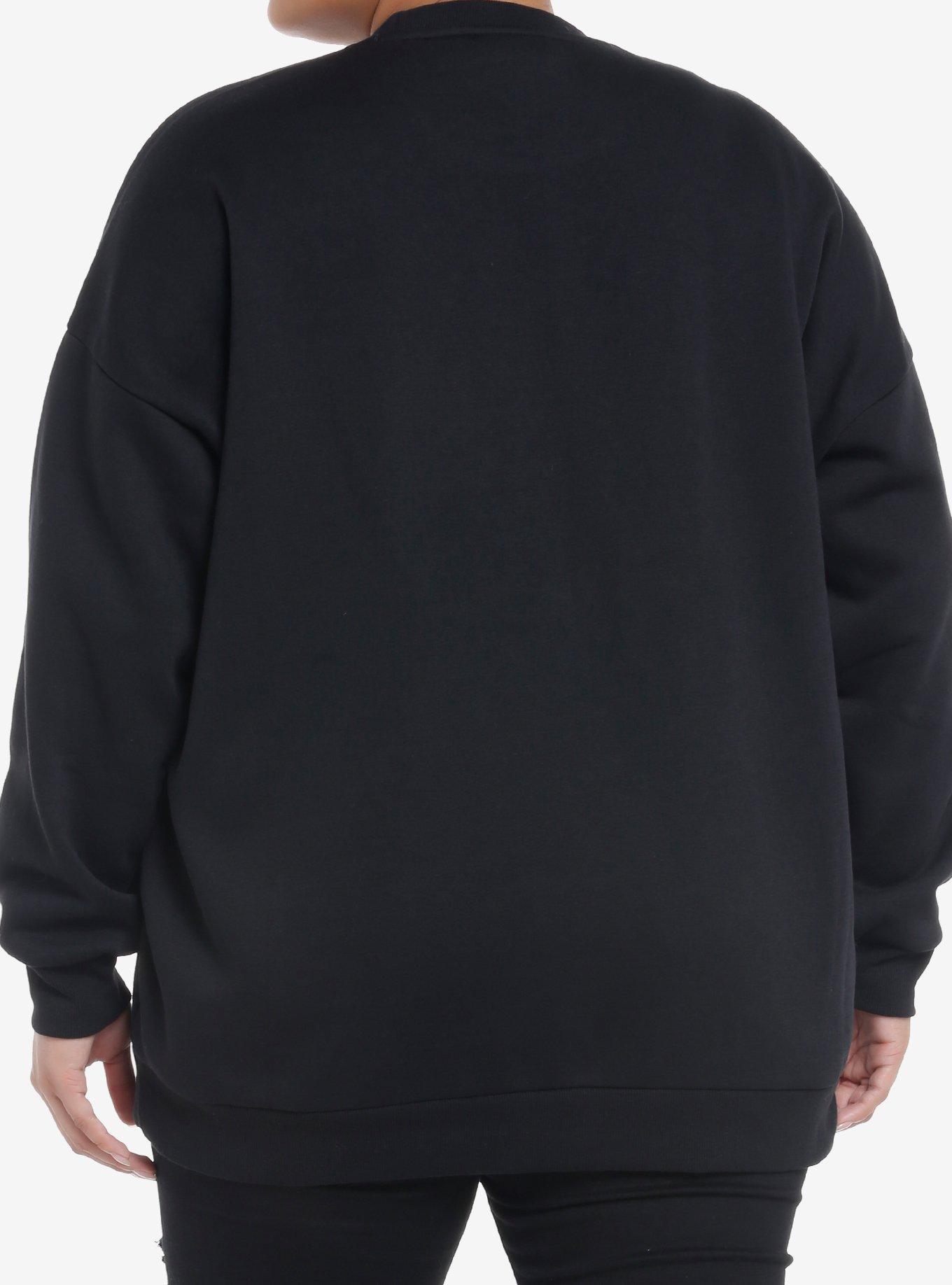 Harry Potter Deathly Hallows Puffed Ink Girls Oversized Sweatshirt Plus Size, WHITE, alternate