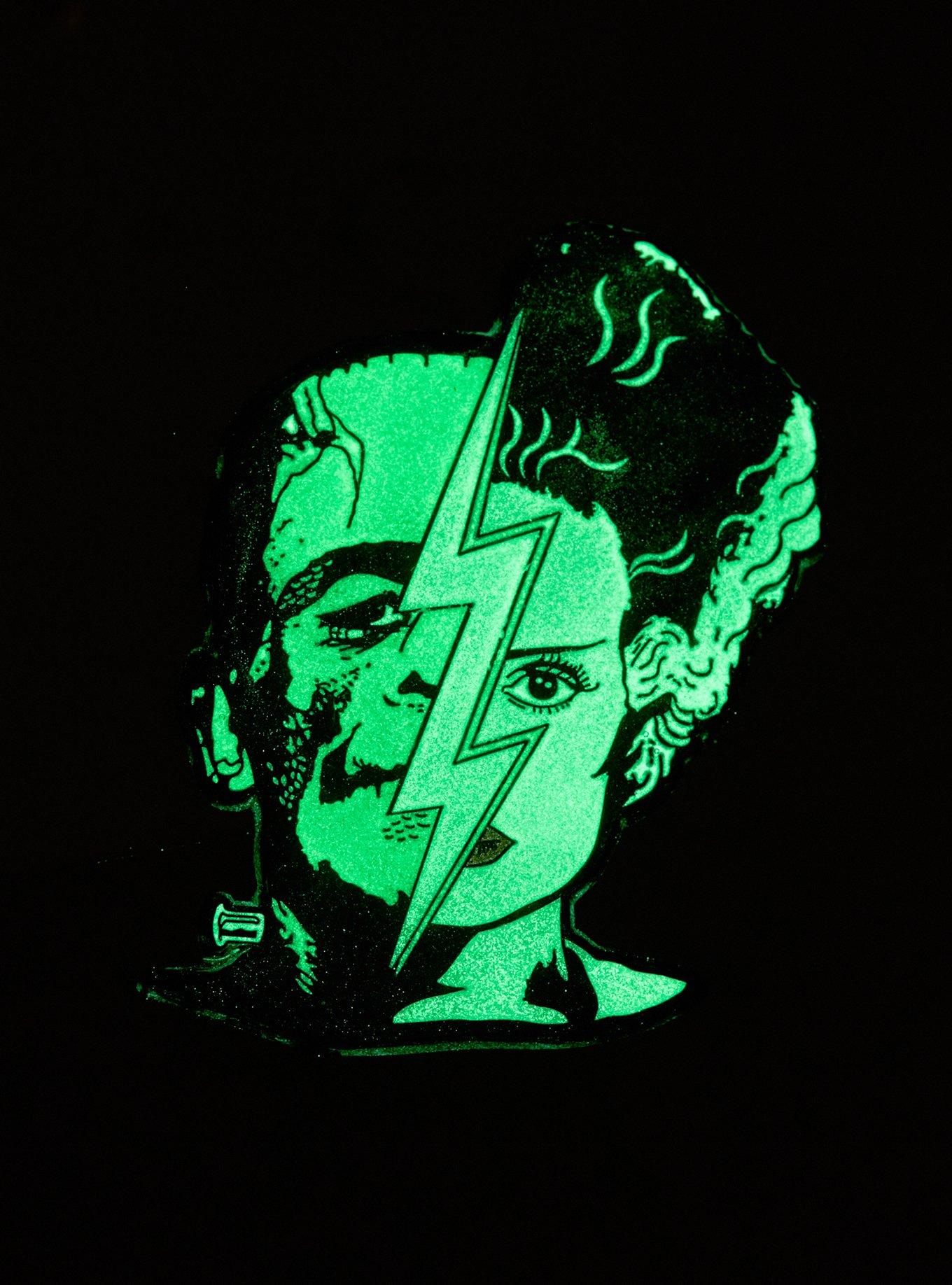Universal Monsters Frankenstein & Bride Split Glow-In-The-Dark Enamel Pin, , alternate