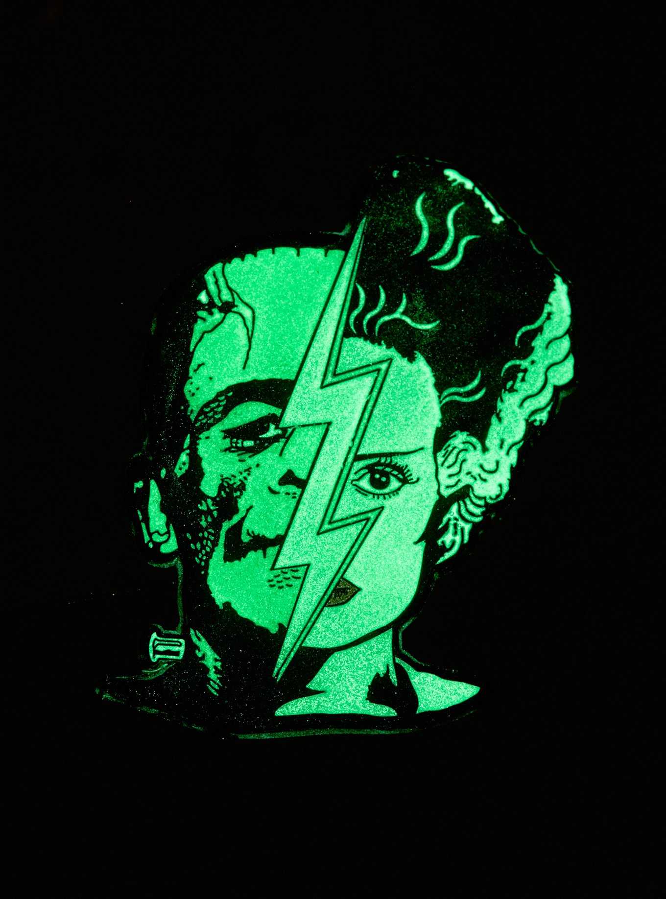 Universal Monsters Frankenstein & Bride Split Glow-In-The-Dark Enamel Pin, , hi-res