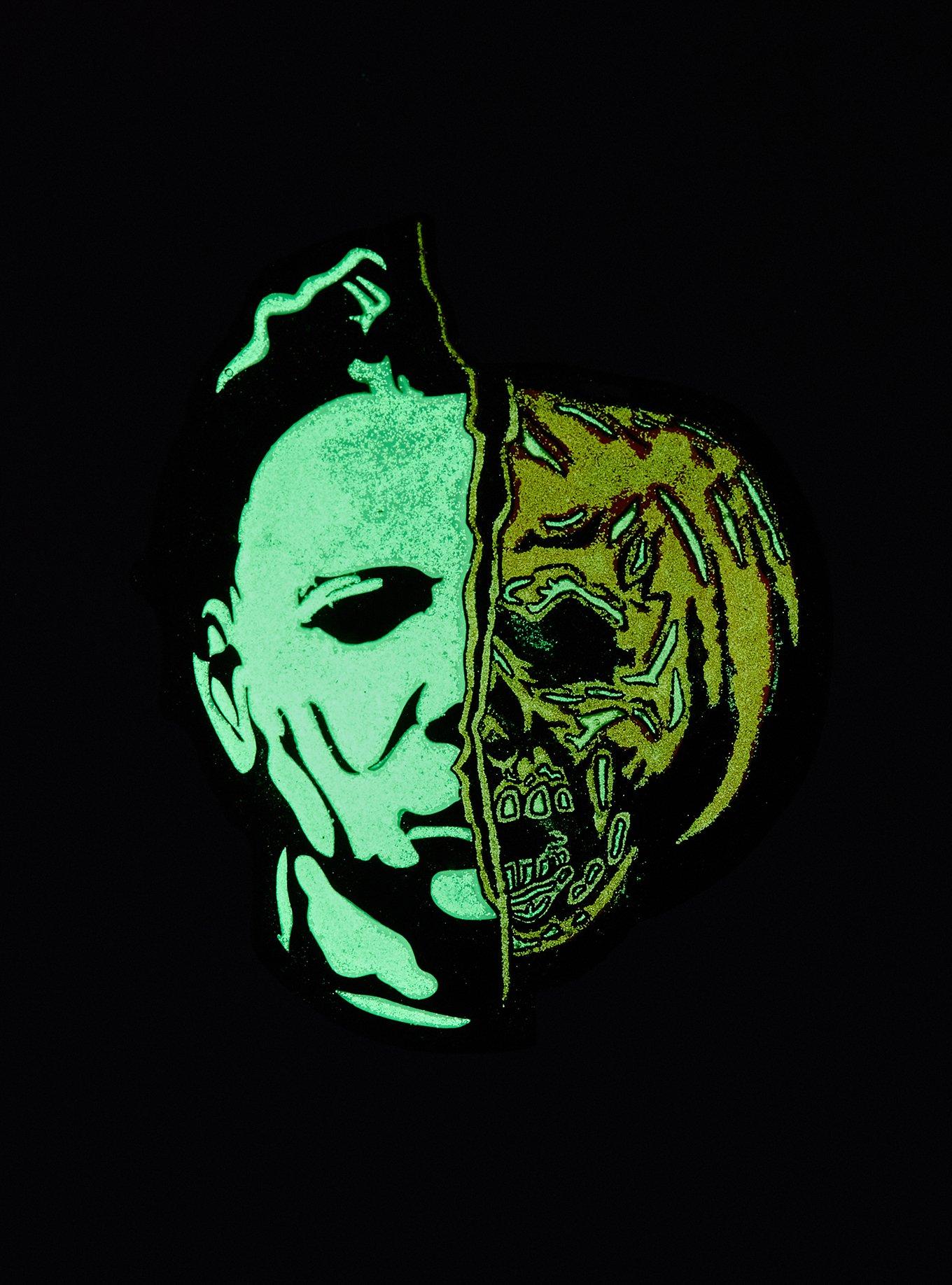 Halloween II Michael Pumpkin Split Glow-In-The-Dark Enamel Pin, , alternate