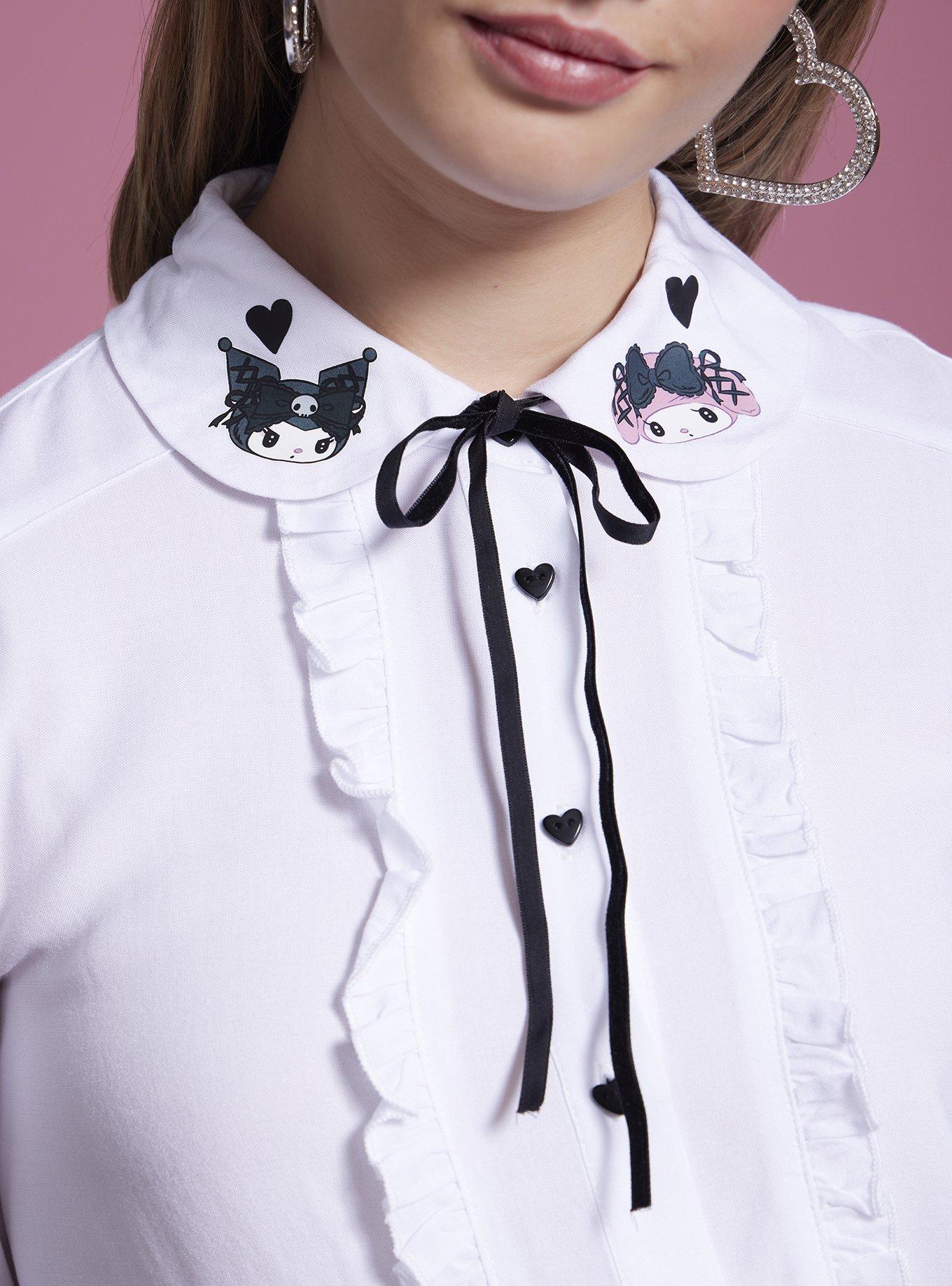 My Melody & Kuromi Mesh Girls Long-Sleeve Woven Button-Up, MULTI, alternate