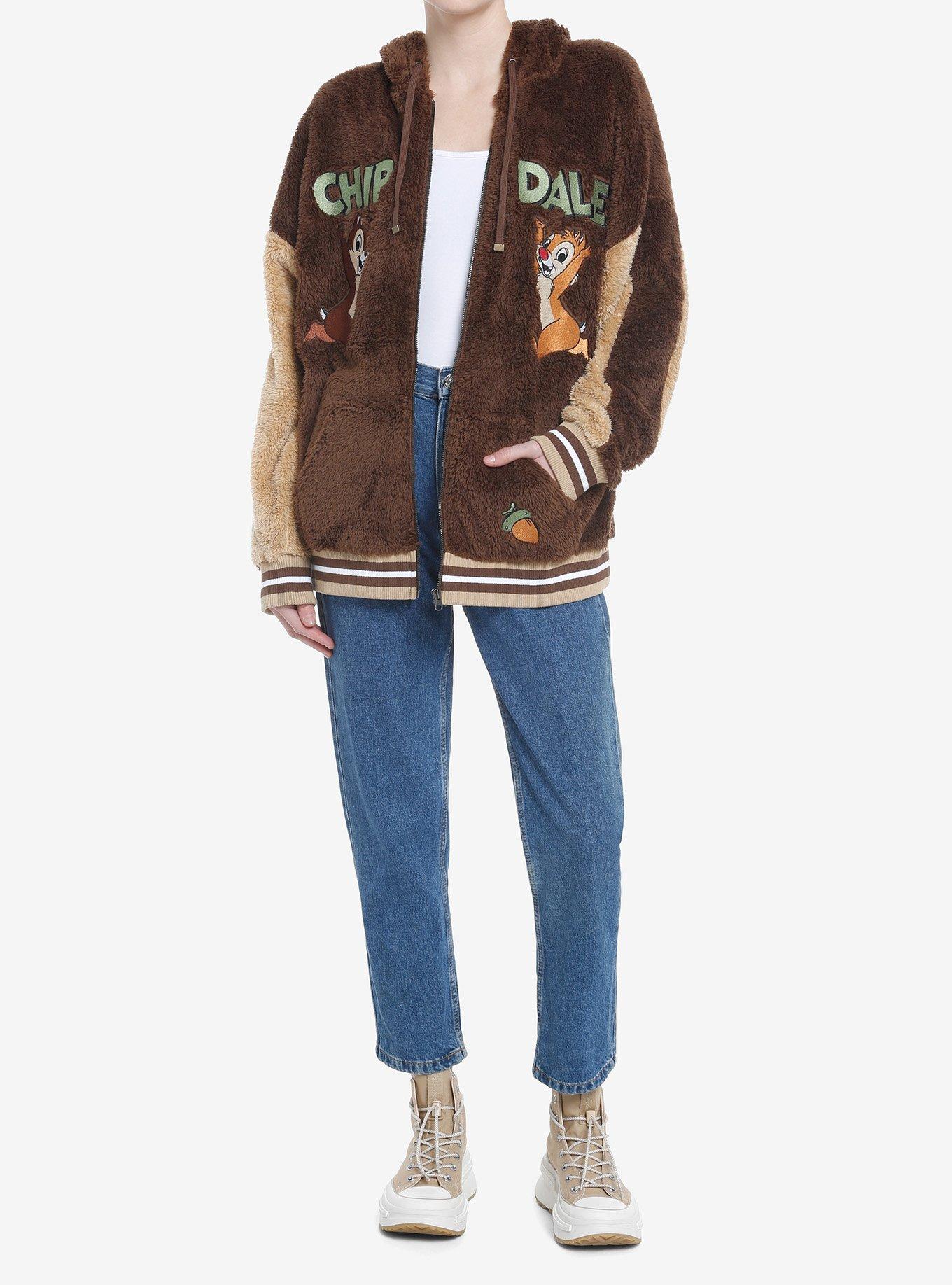 Disney Chip 'N' Dale Fuzzy Girls Oversized Hoodie, BROWN  LIGHT BROWN, alternate