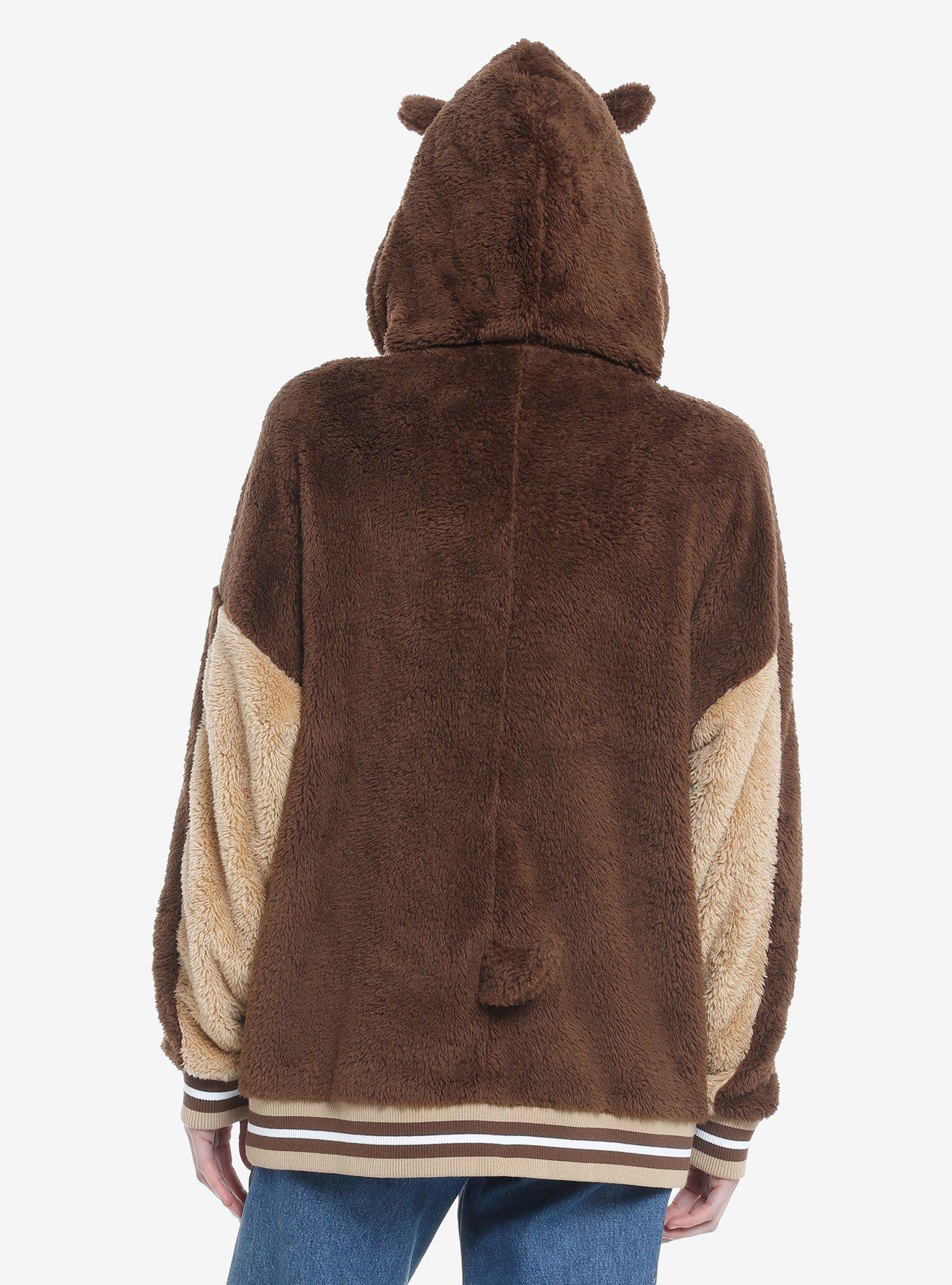 Disney Chip 'N' Dale Fuzzy Girls Oversized Hoodie, BROWN  LIGHT BROWN, alternate