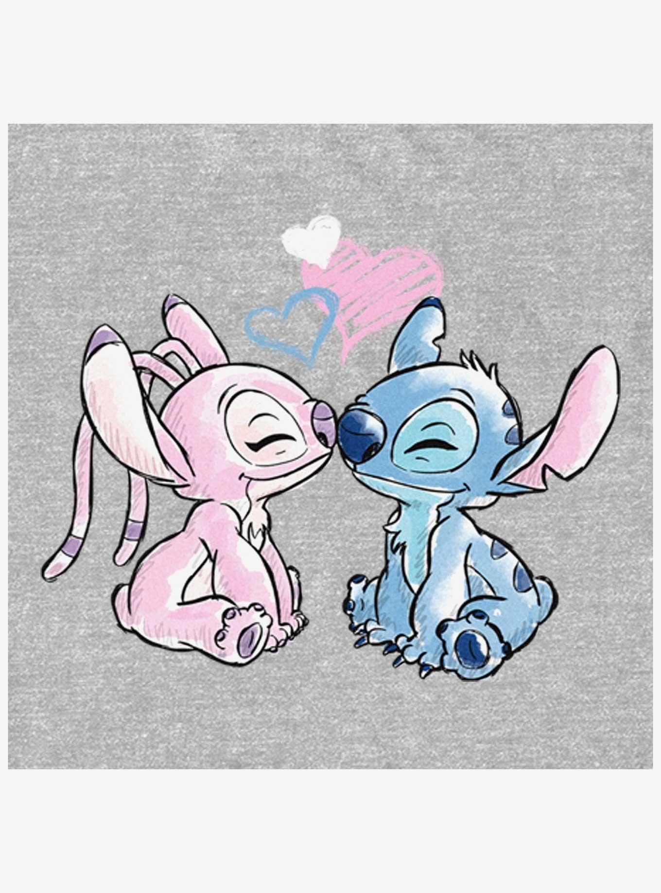 Disney Lilo & Stitch Angel Loves Stitch Girls Slouchy Sweatshirt, GRAY HTR, alternate