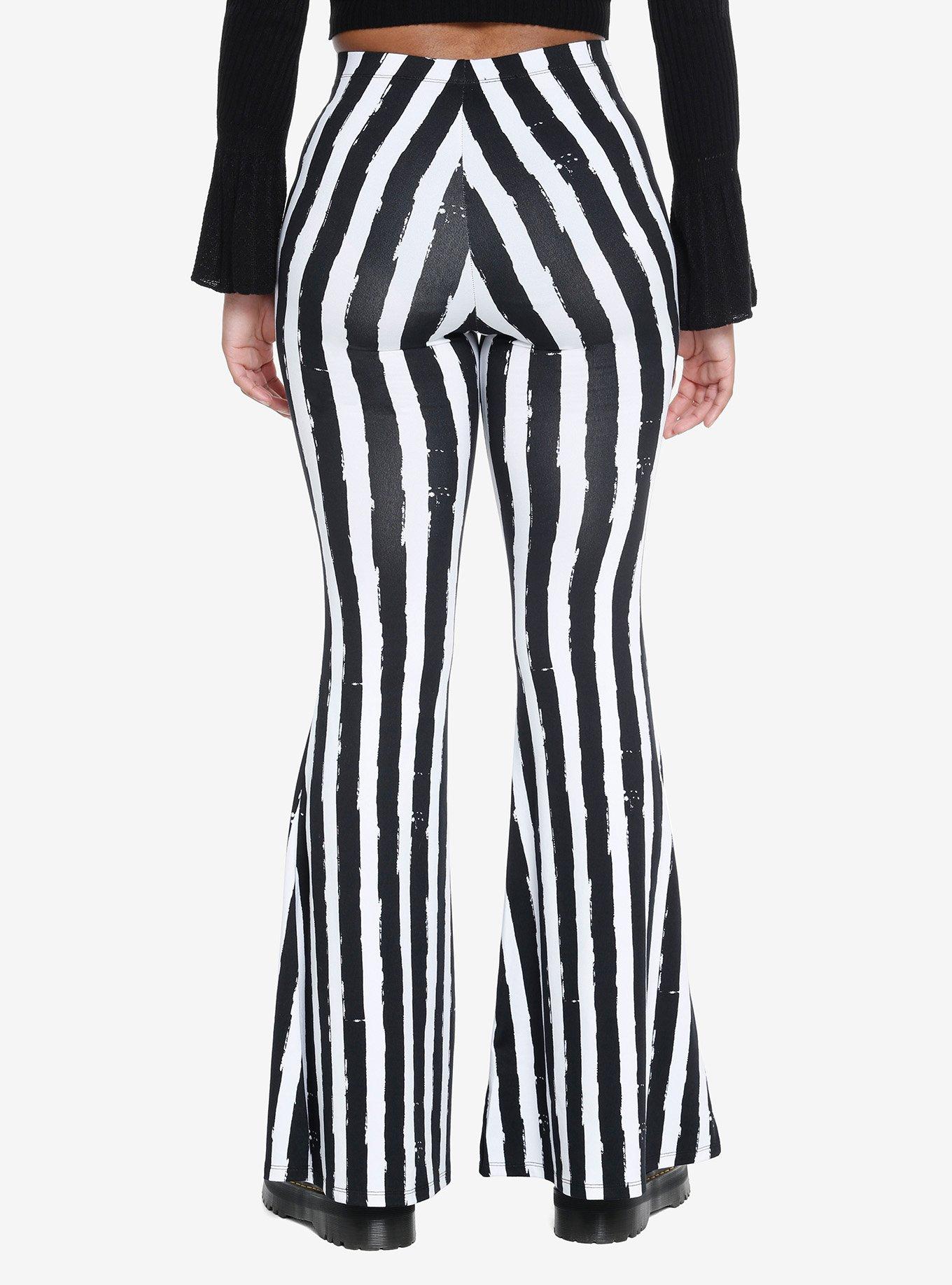 Cosmic Aura Black & White Stripe Girls Flare Pants, , hi-res