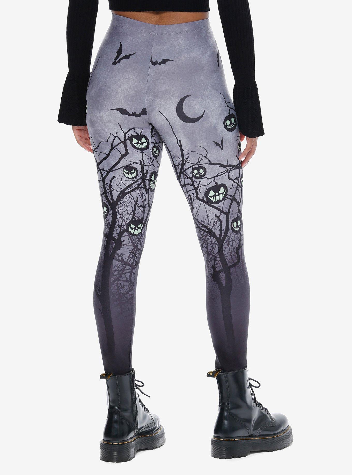 Scary Pumpkin Leggings, BLACK, alternate