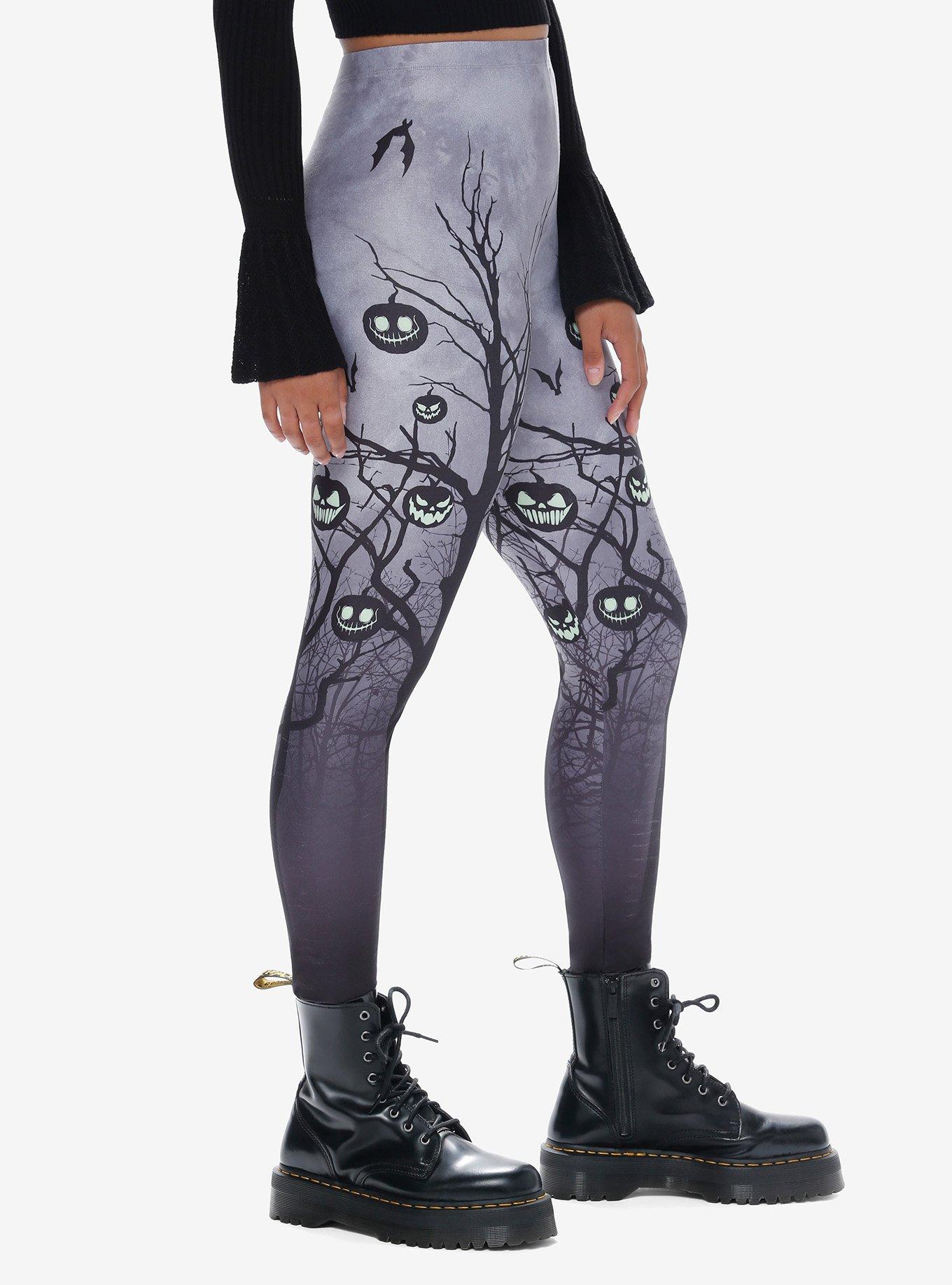 Scary Pumpkin Leggings, BLACK, alternate