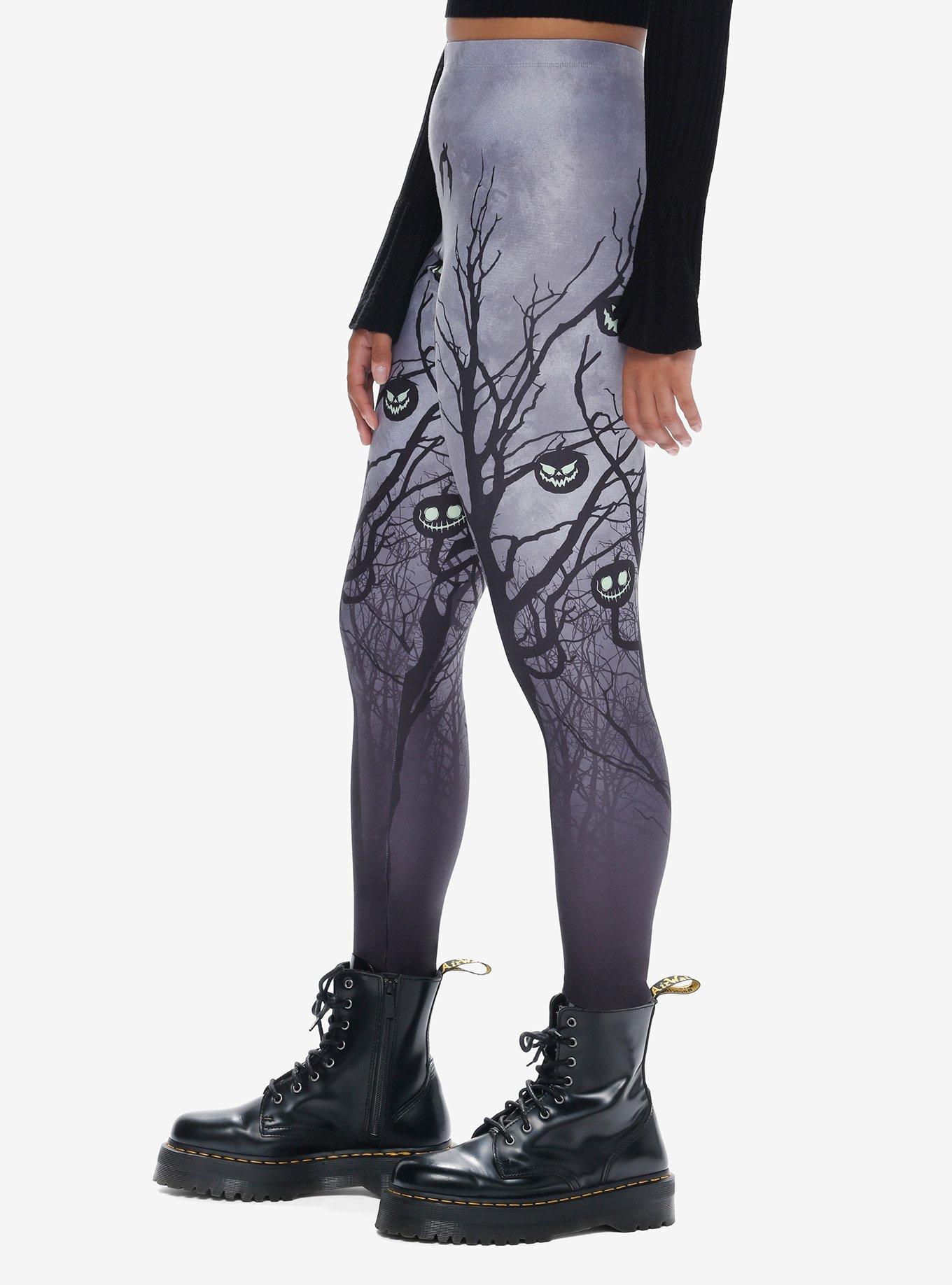 Scary Pumpkin Leggings, BLACK, alternate
