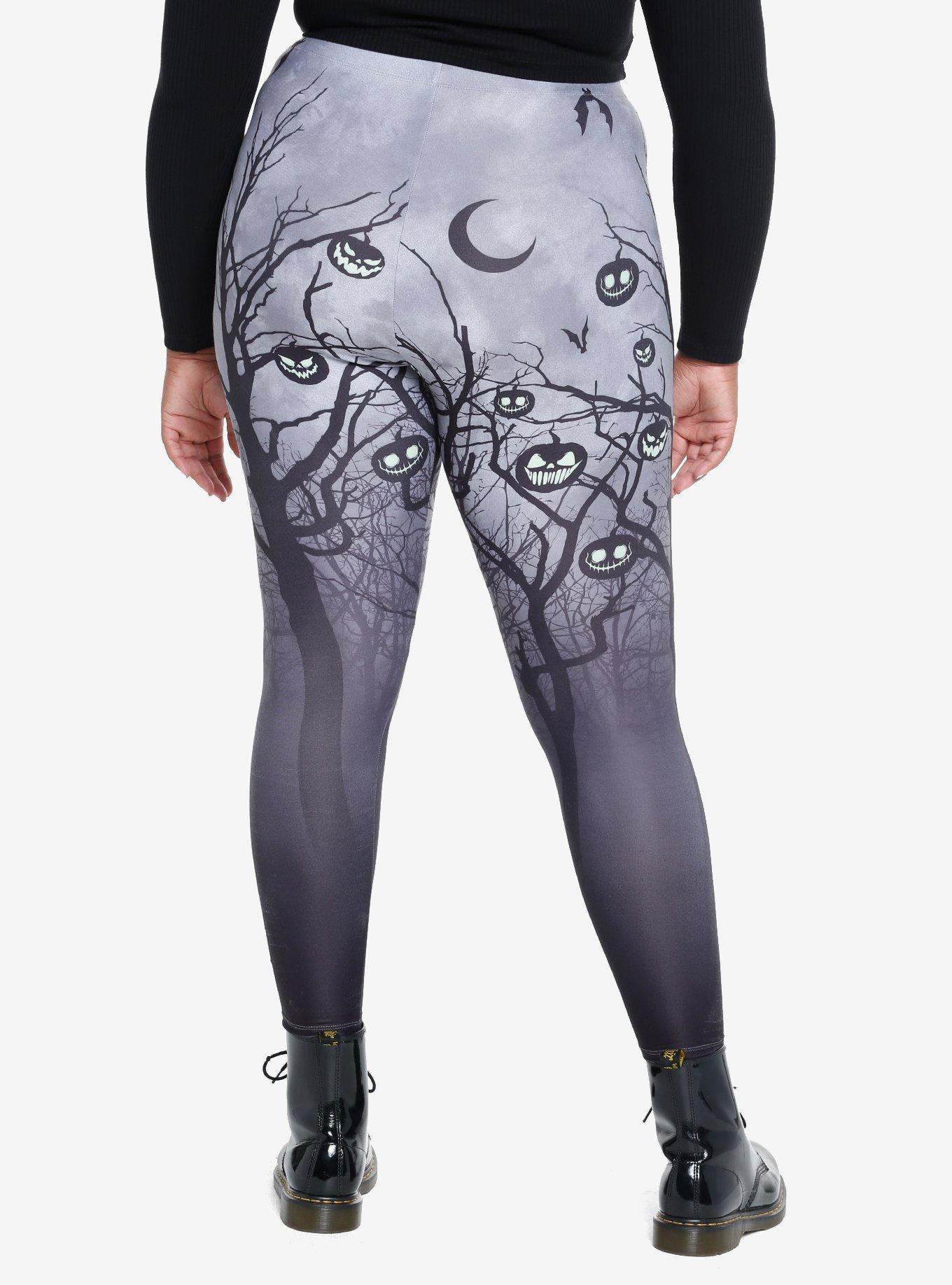 Scary Pumpkin Leggings Plus Size, BLACK, alternate