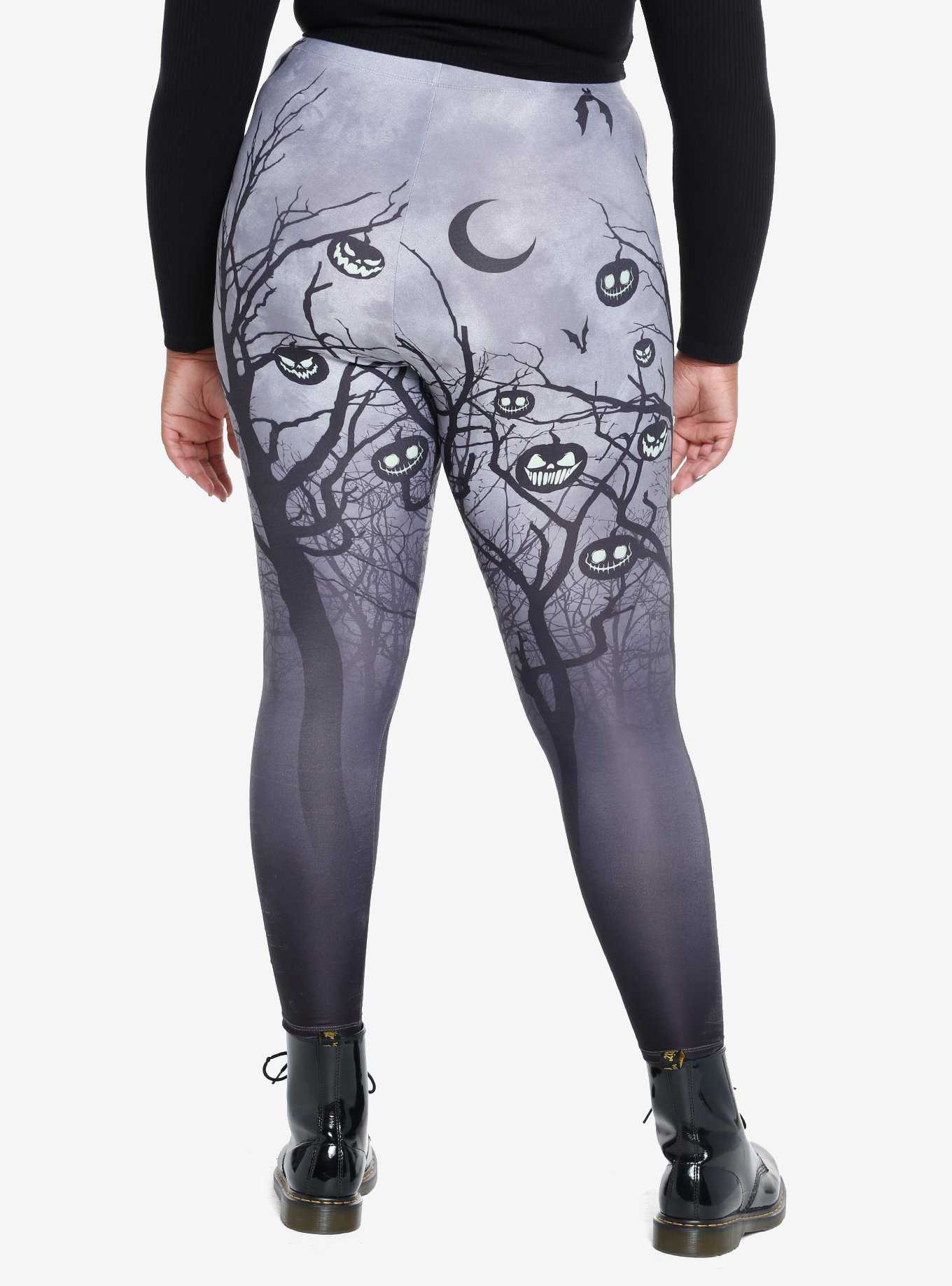 Social Collision Scary Pumpkin Leggings Plus Size, , hi-res