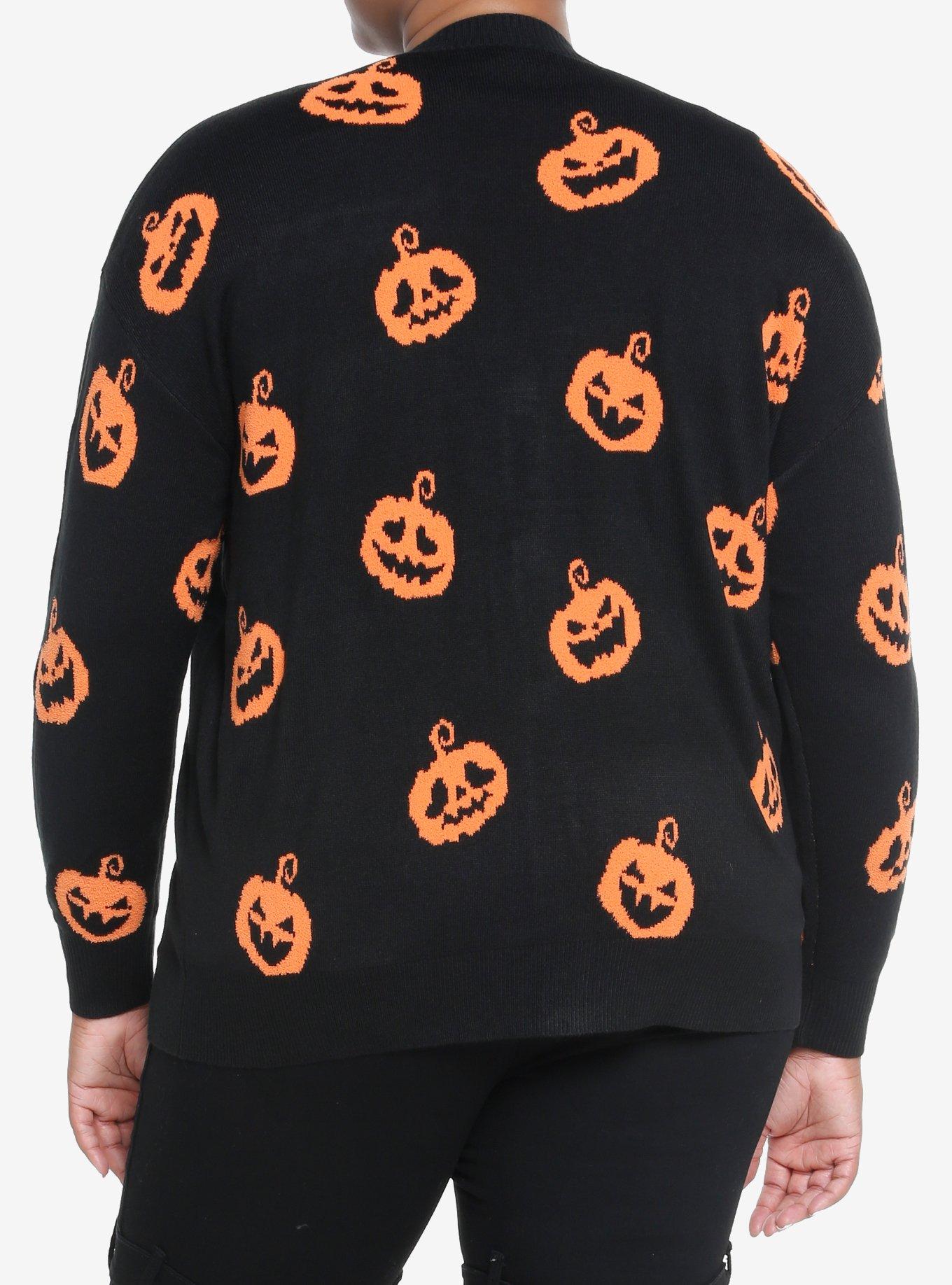 Social Collision Black & Orange Pumpkin Cardigan Plus Size, MULTI, alternate