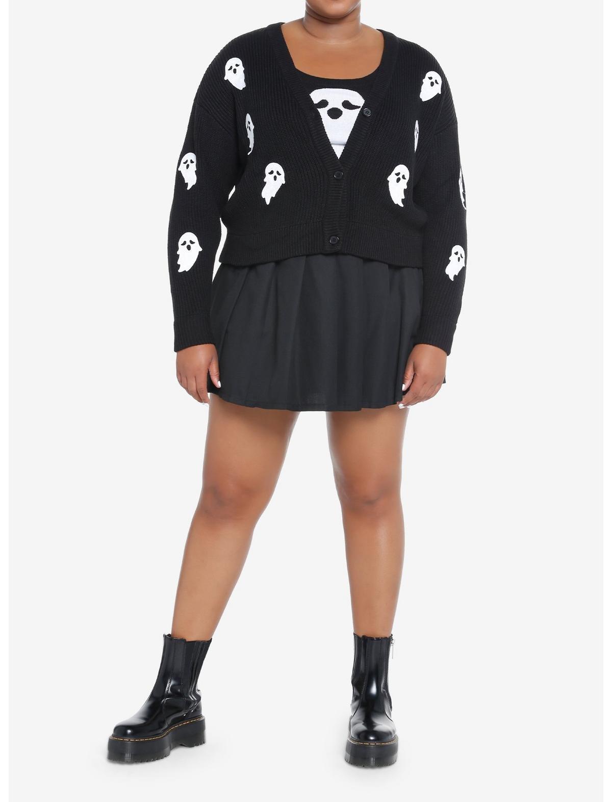 Sweet Society Ghost Crop Cardigan & Tank Top Set Plus Size, MULTI, alternate
