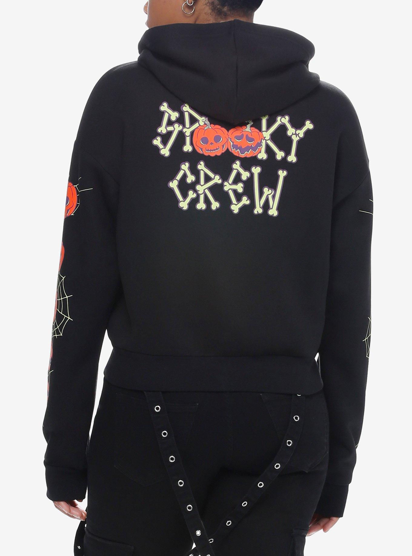 Social Collision Spooky Crew Crop Hoodie, MULTI, alternate