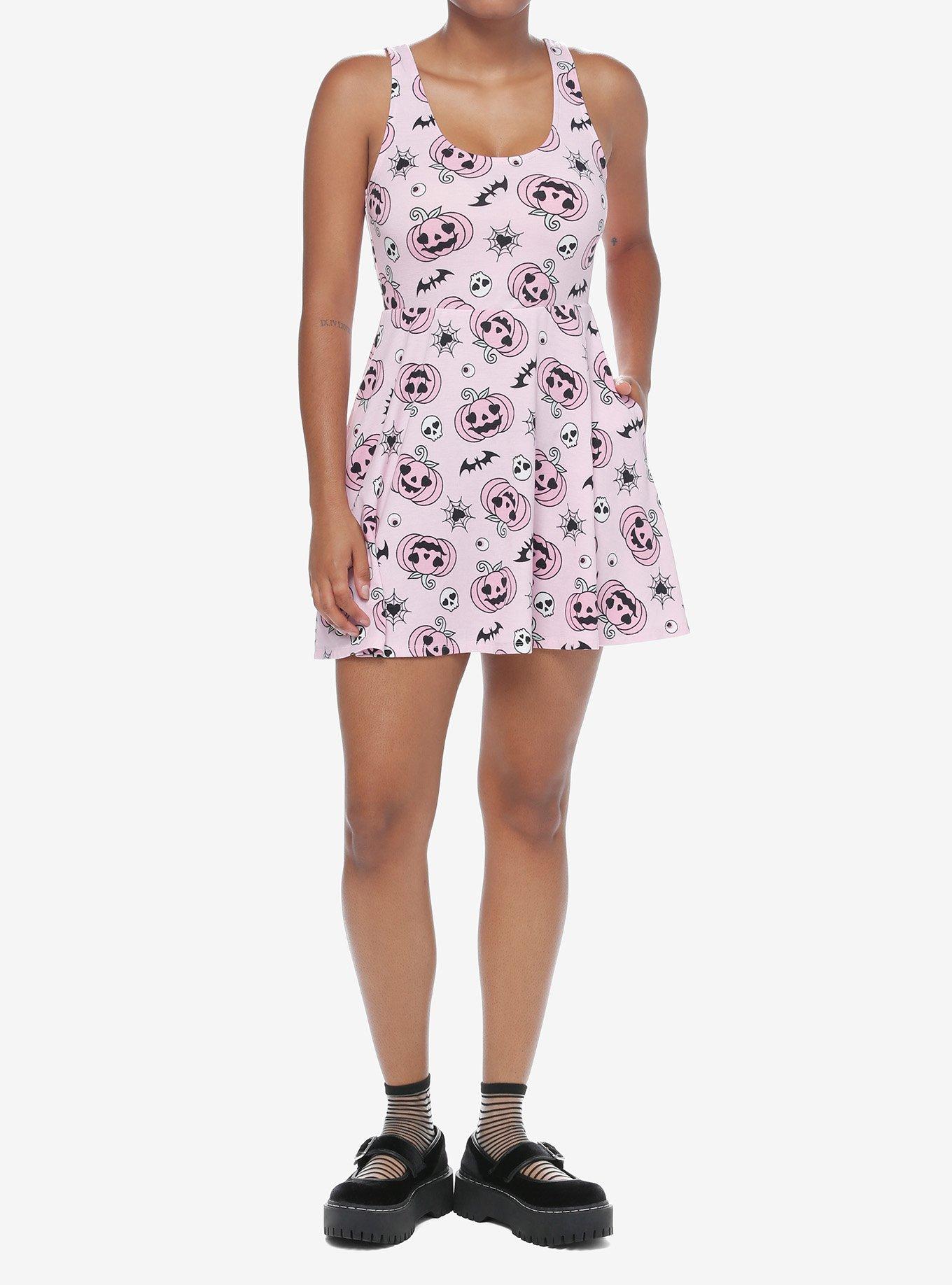 Sweet Society Kawaii Pink Pumpkin Skull Dress, , hi-res