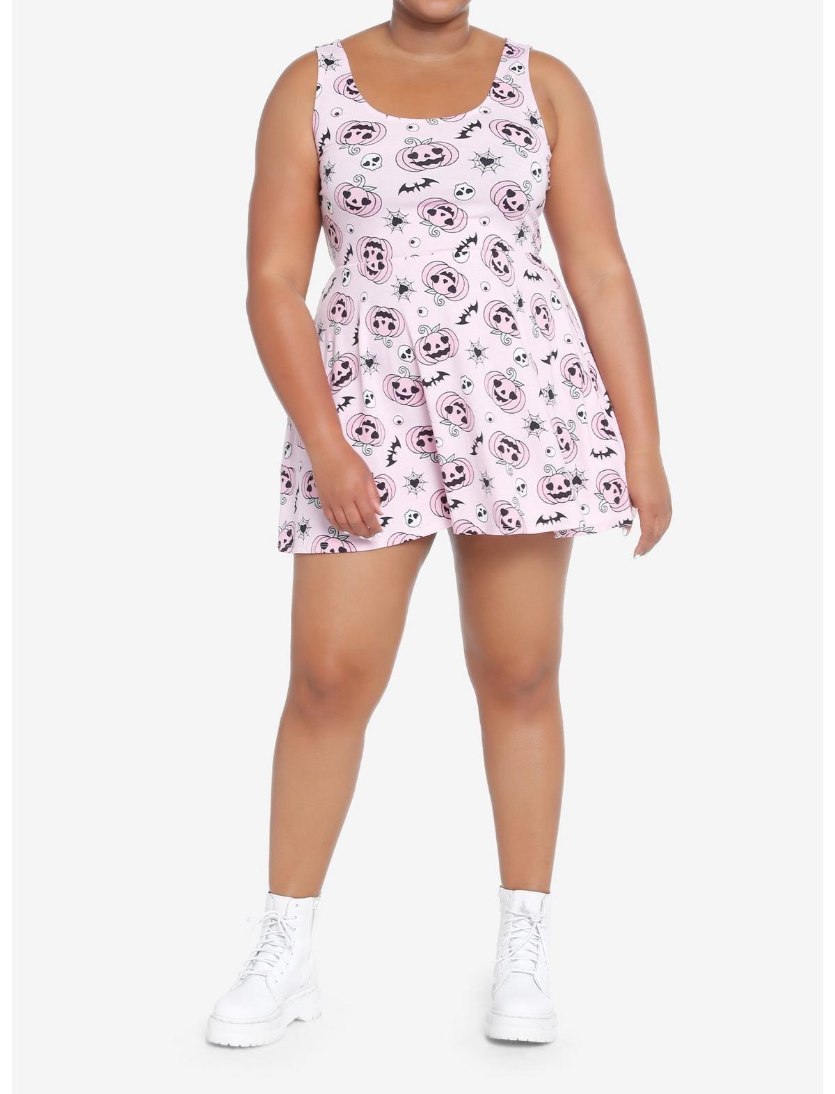 Sweet Society Kawaii Pink Pumpkin Skull Dress Plus Size, PINK, alternate