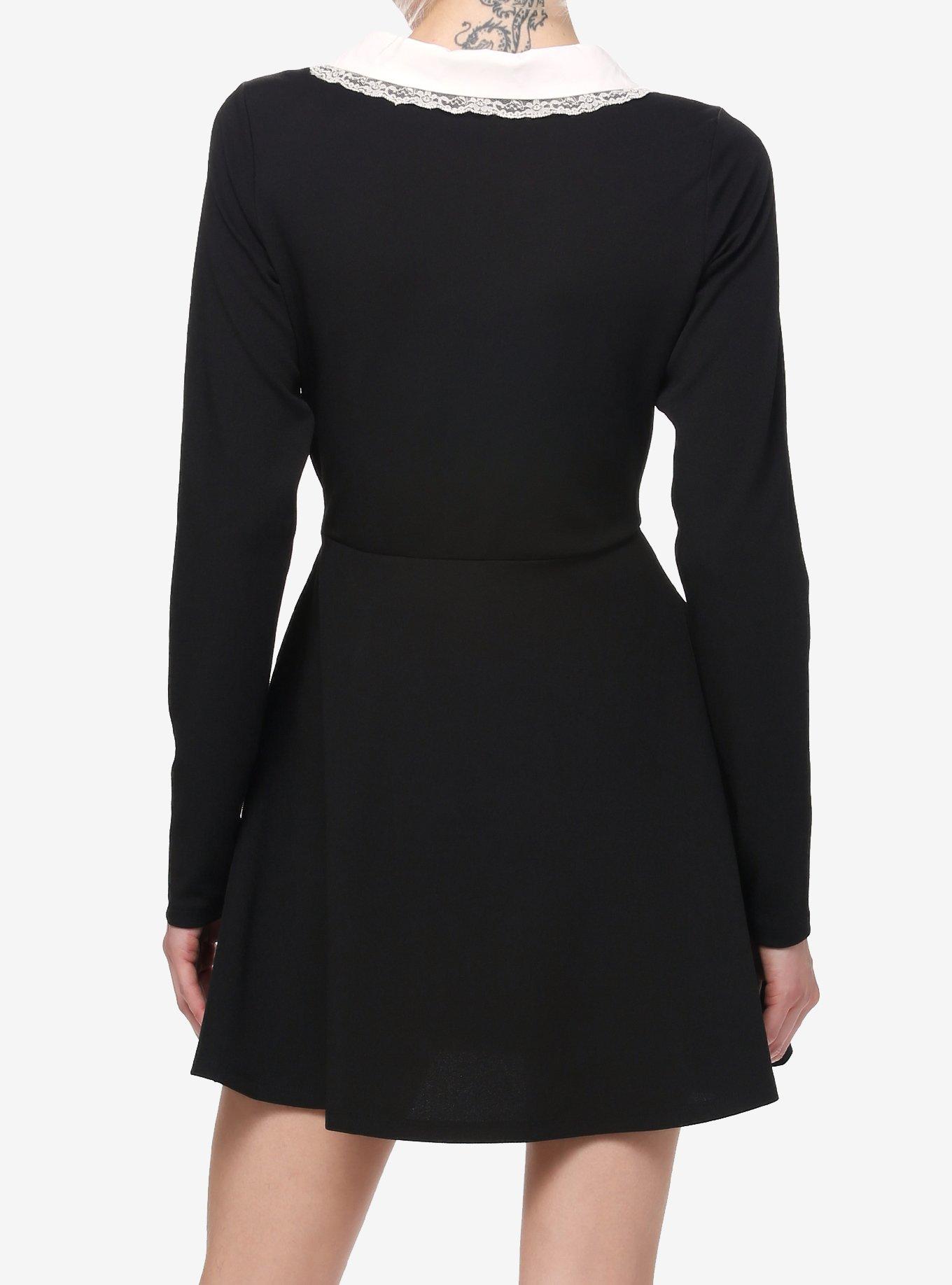 Cosmic Aura Black Peter Pan Collar Long-Sleeve Dress, BLACK, alternate
