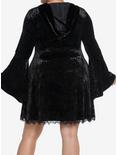Cosmic Aura Black Velvet Hooded Dress Plus Size, BLACK, alternate