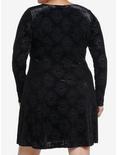 Cosmic Aura Pumpkin Bats Damask Velvet Dress Plus Size, BLACK, alternate