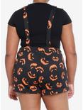 Social Collision Black & Orange Pumpkin Scuba Shortalls Plus Size, MULTI, alternate