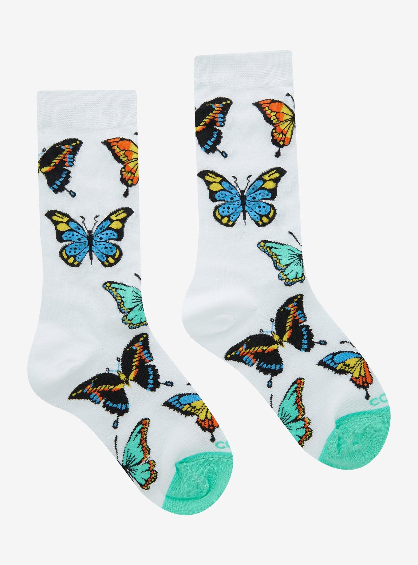 Cool Socks Butterfly Allover Print Crew Socks, , hi-res