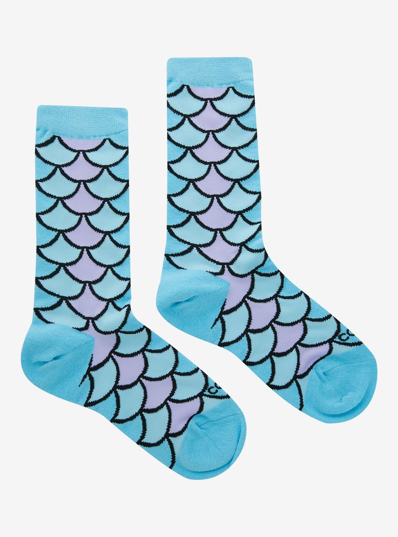 Cool Socks Mermaid Scale Allover Print Crew Socks, , alternate