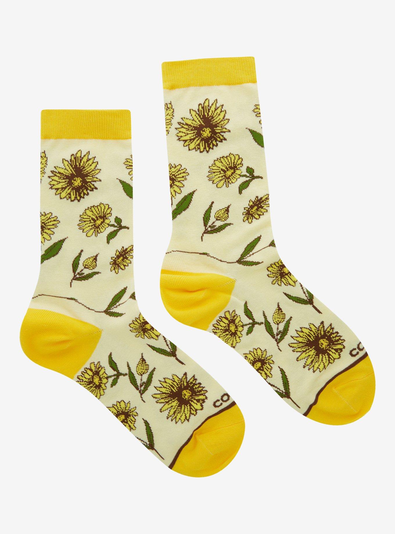Cool Socks Sunflowers Allover Print Crew Socks, , alternate
