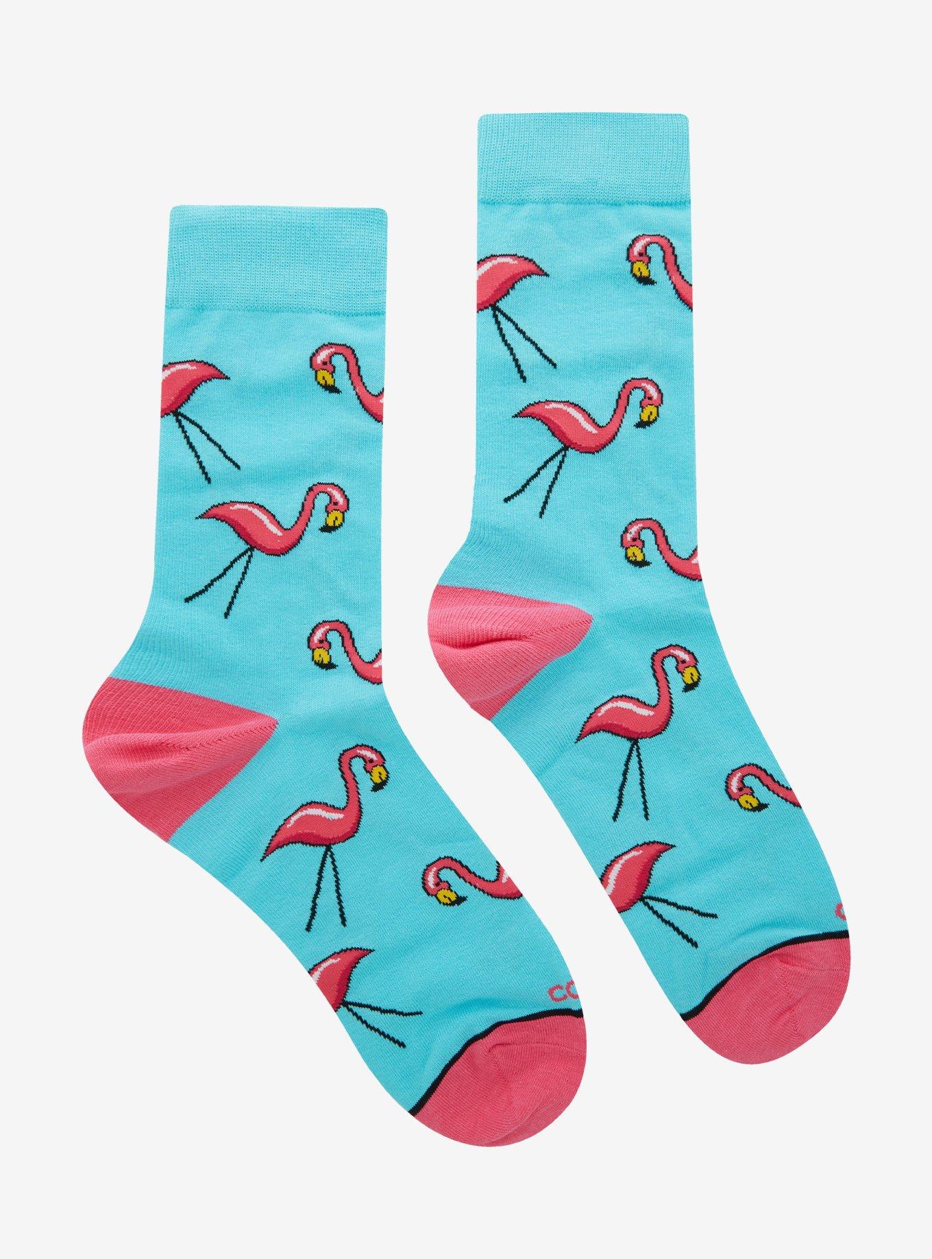 Cool Socks Lawn Flamingo Allover Print Crew Socks, , alternate
