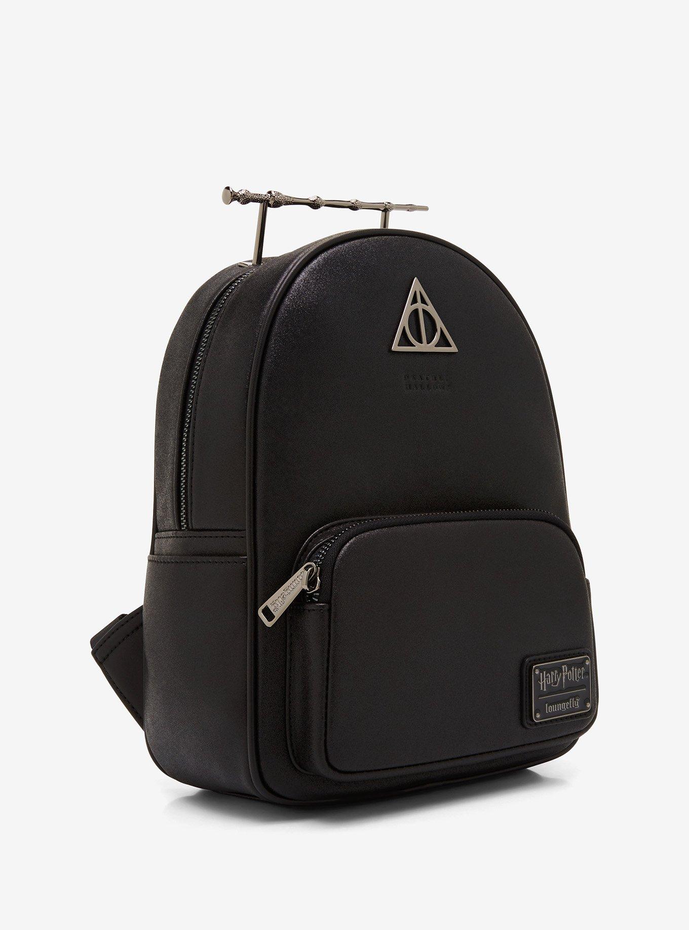 Loungefly Harry Potter Deathly Hallows Elder Wand Black Glitter Mini Backpack - BoxLunch Exclusive