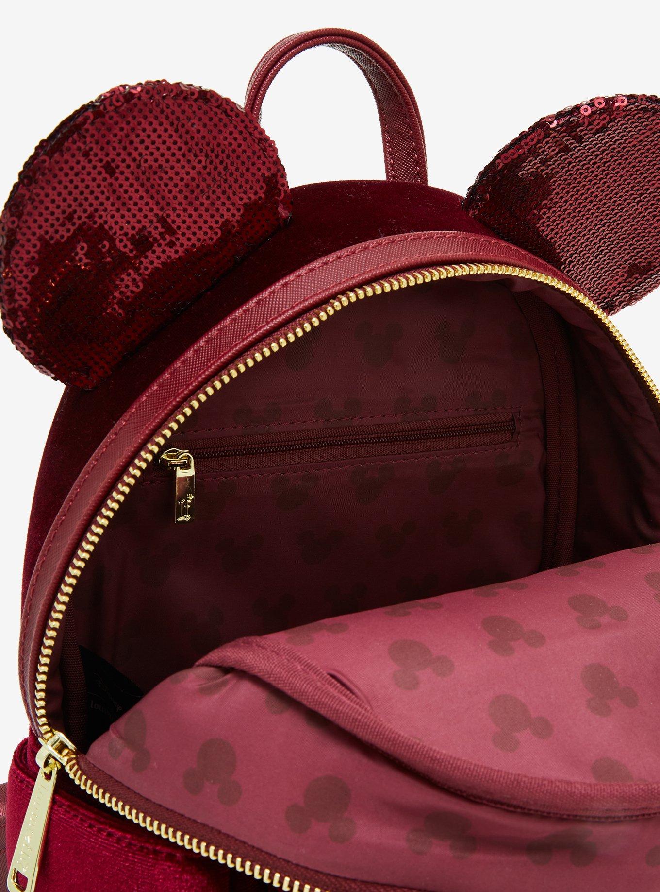 Loungefly Disney Minnie Mouse Velvet Sequined Ears Mini Backpack - BoxLunch Exclusive, , alternate