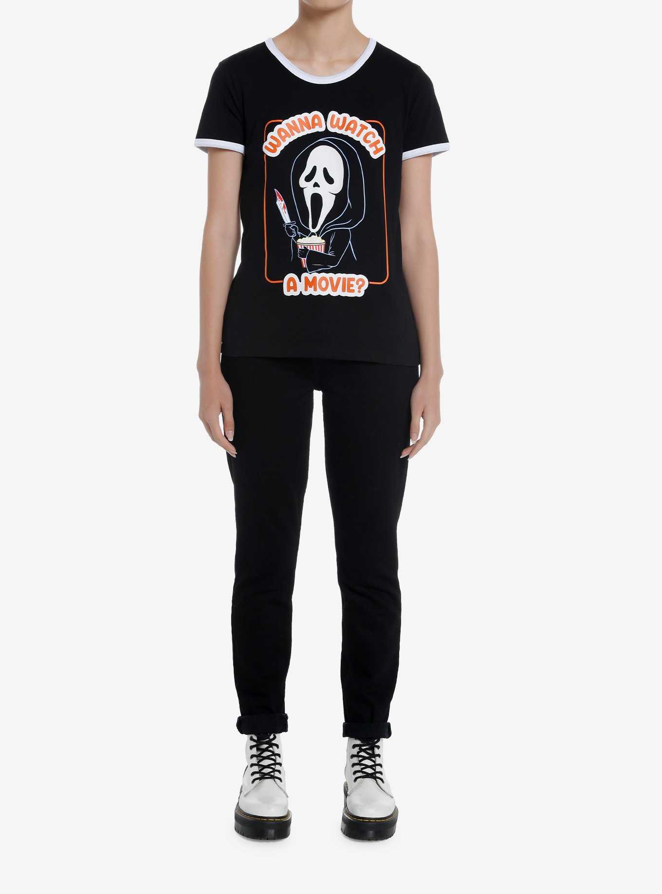 Scream Ghost Face Watch Movies Girls Ringer T-Shirt, , hi-res