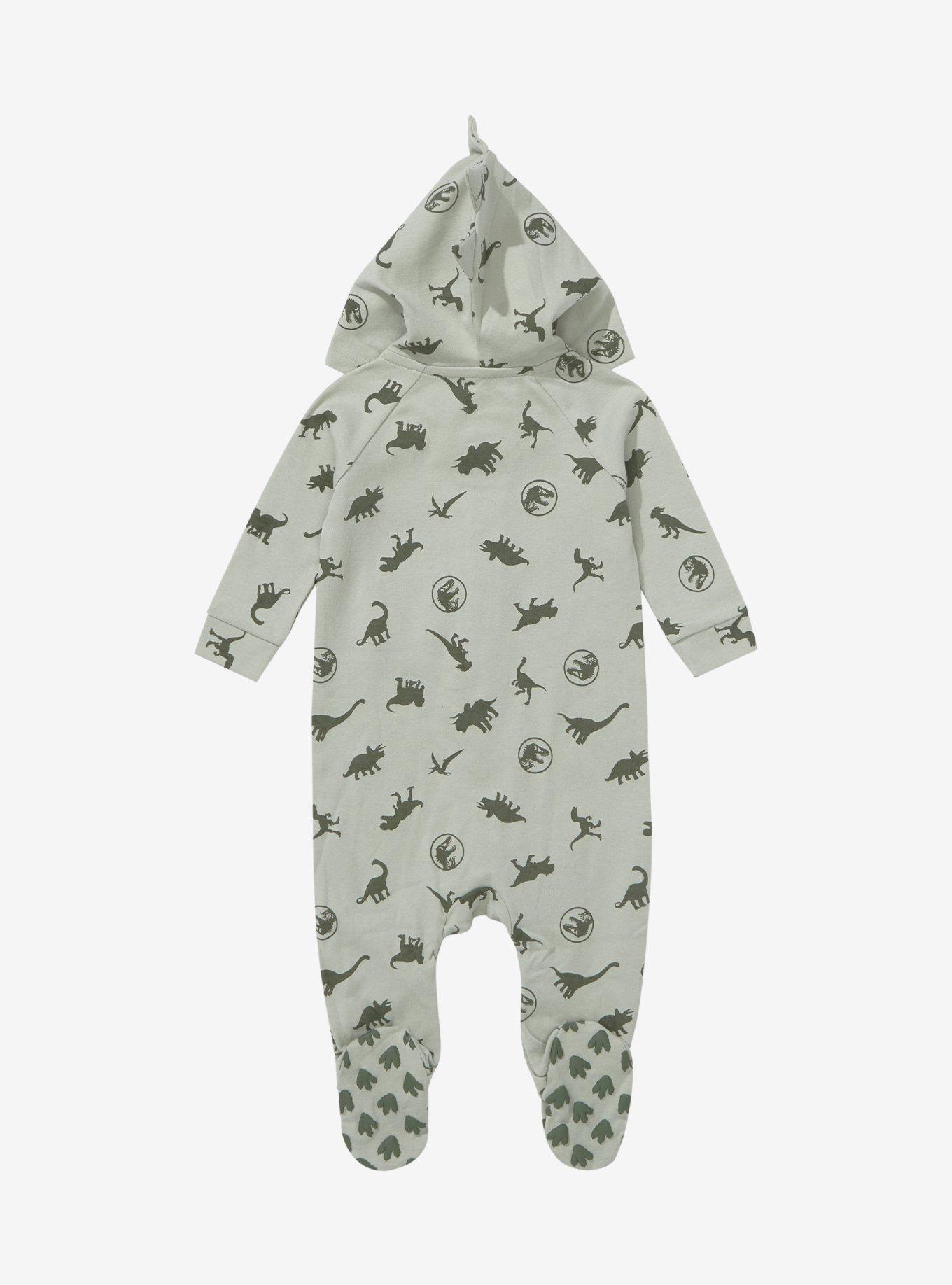Jurassic Park Dinosaur Allover Print Footed Infant One-Piece - BoxLunch Exclusive, SAGE, alternate