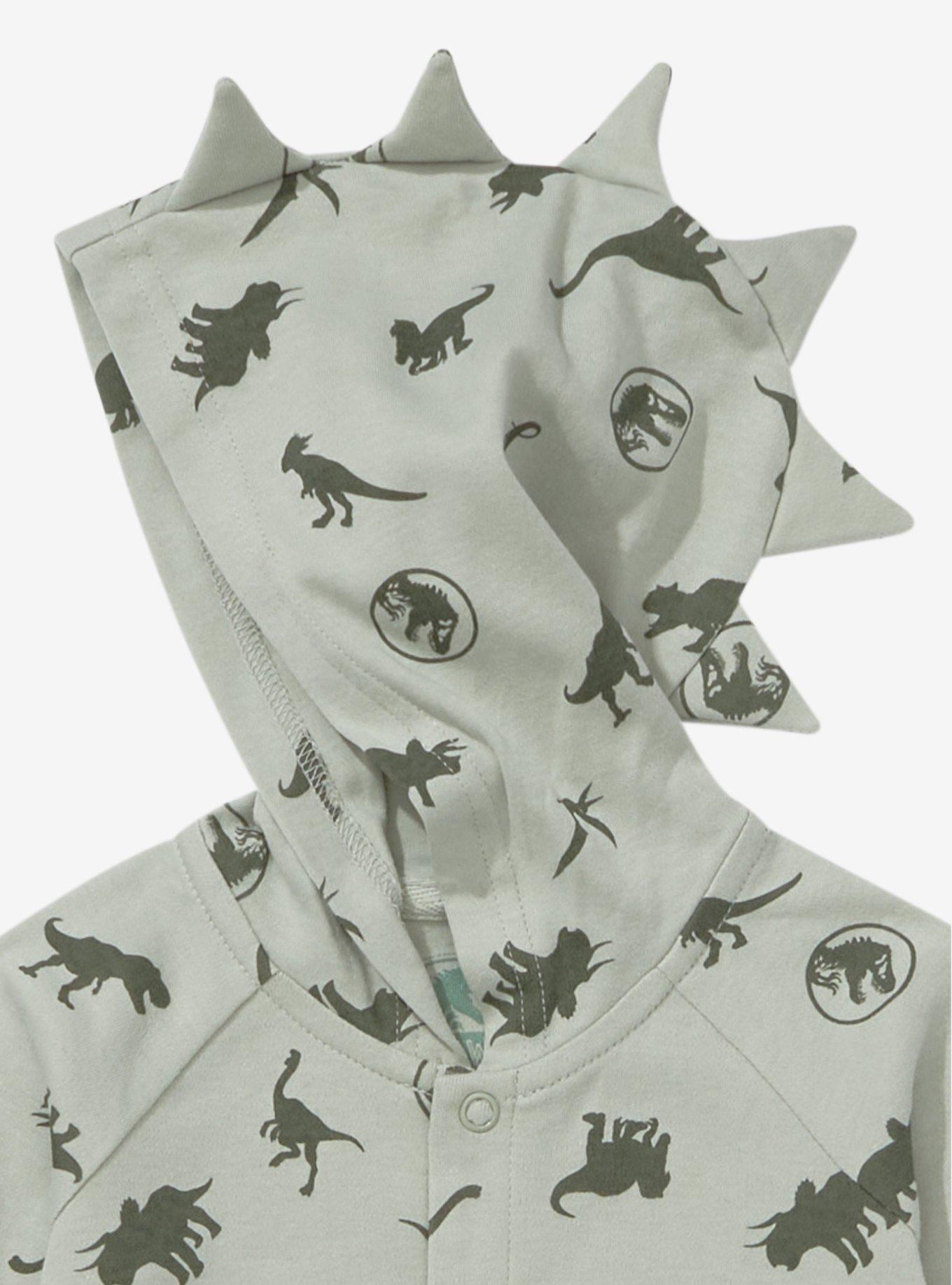Jurassic Park Dinosaur Allover Print Footed Infant One-Piece - BoxLunch Exclusive, SAGE, alternate