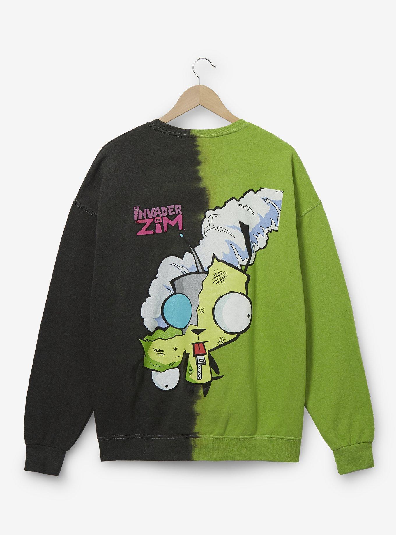 Invader Zim GIR Split Dye Crewneck - BoxLunch Exclusive, GREEN, alternate