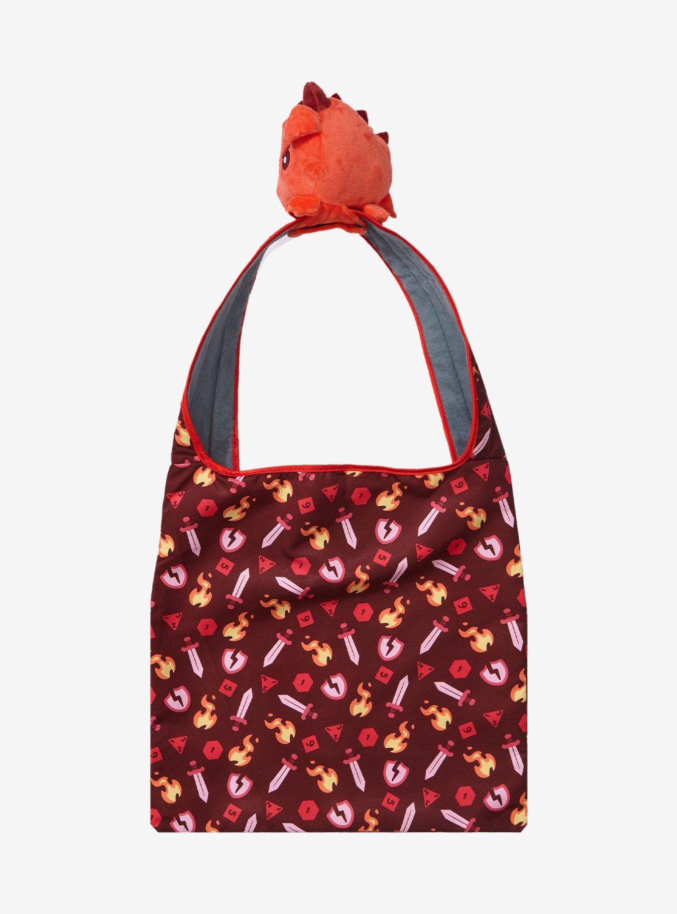 TeeTurtle Angry Dragon Plush Reusable Tote Bag, , alternate