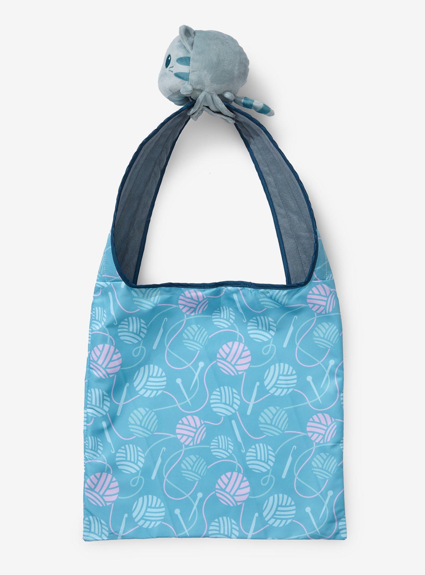 TeeTurtle Gray Cat Plush Reusable Tote Bag, , alternate