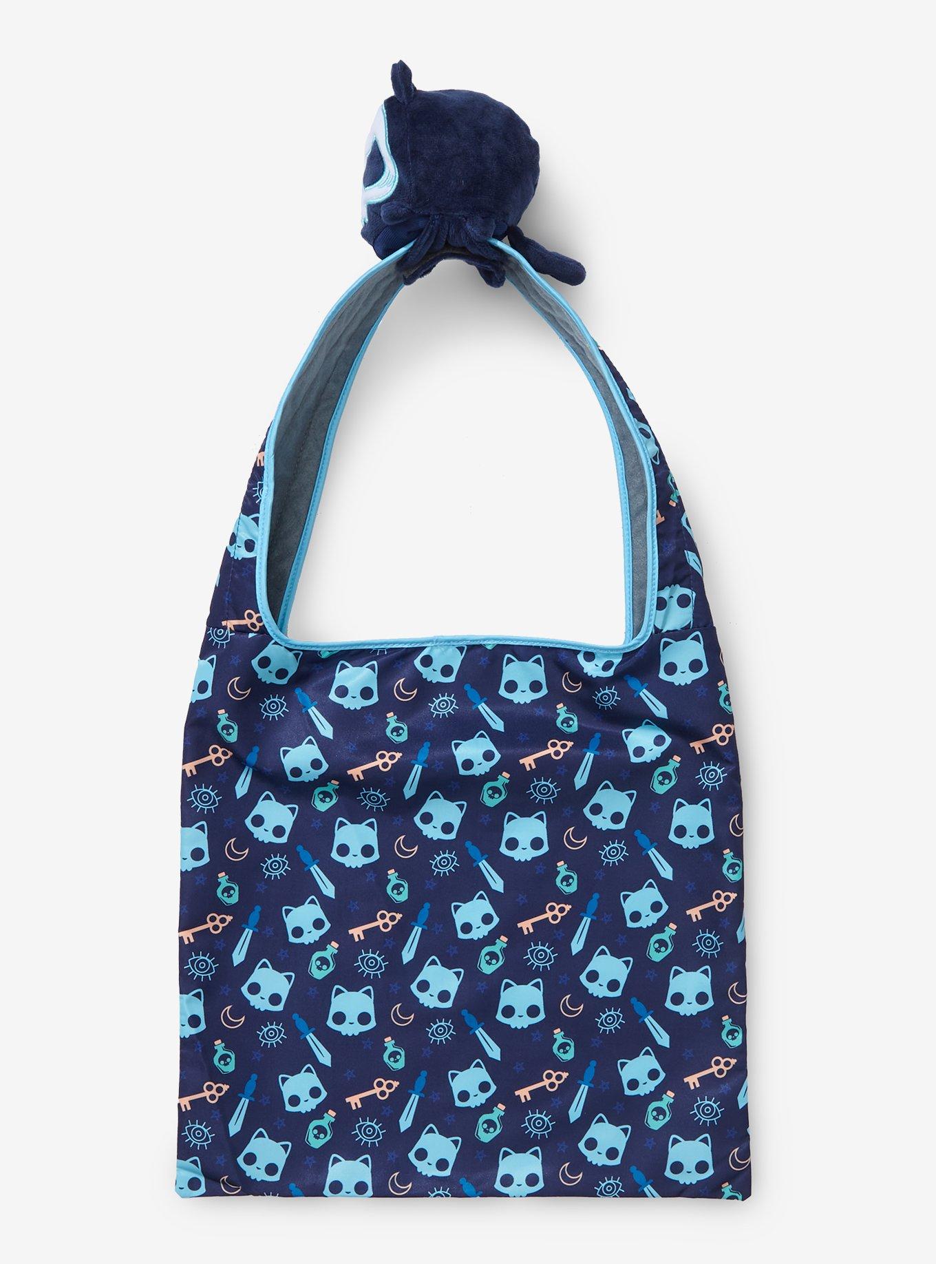 TeeTurtle Skeleton Cat Plush Reusable Tote Bag, , alternate