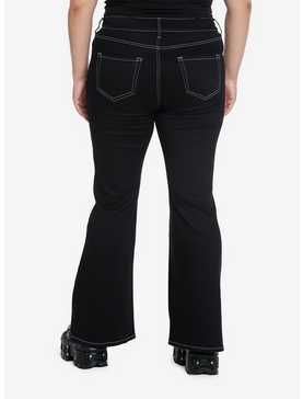 Social Collision Black Buckle Lace-Up Flare Pants Plus Size, , hi-res