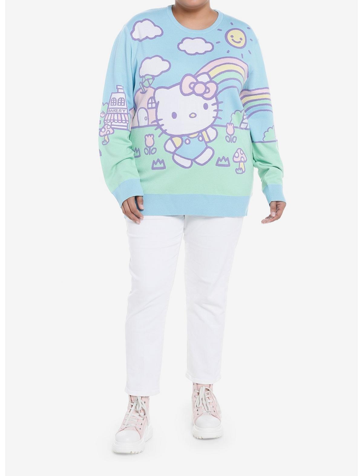 Hello Kitty Jumbo Art Pastel Knit Sweater Plus Size, MULTI, alternate