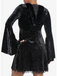 Cosmic Aura Black Velvet Hooded Dress, BLACK, alternate