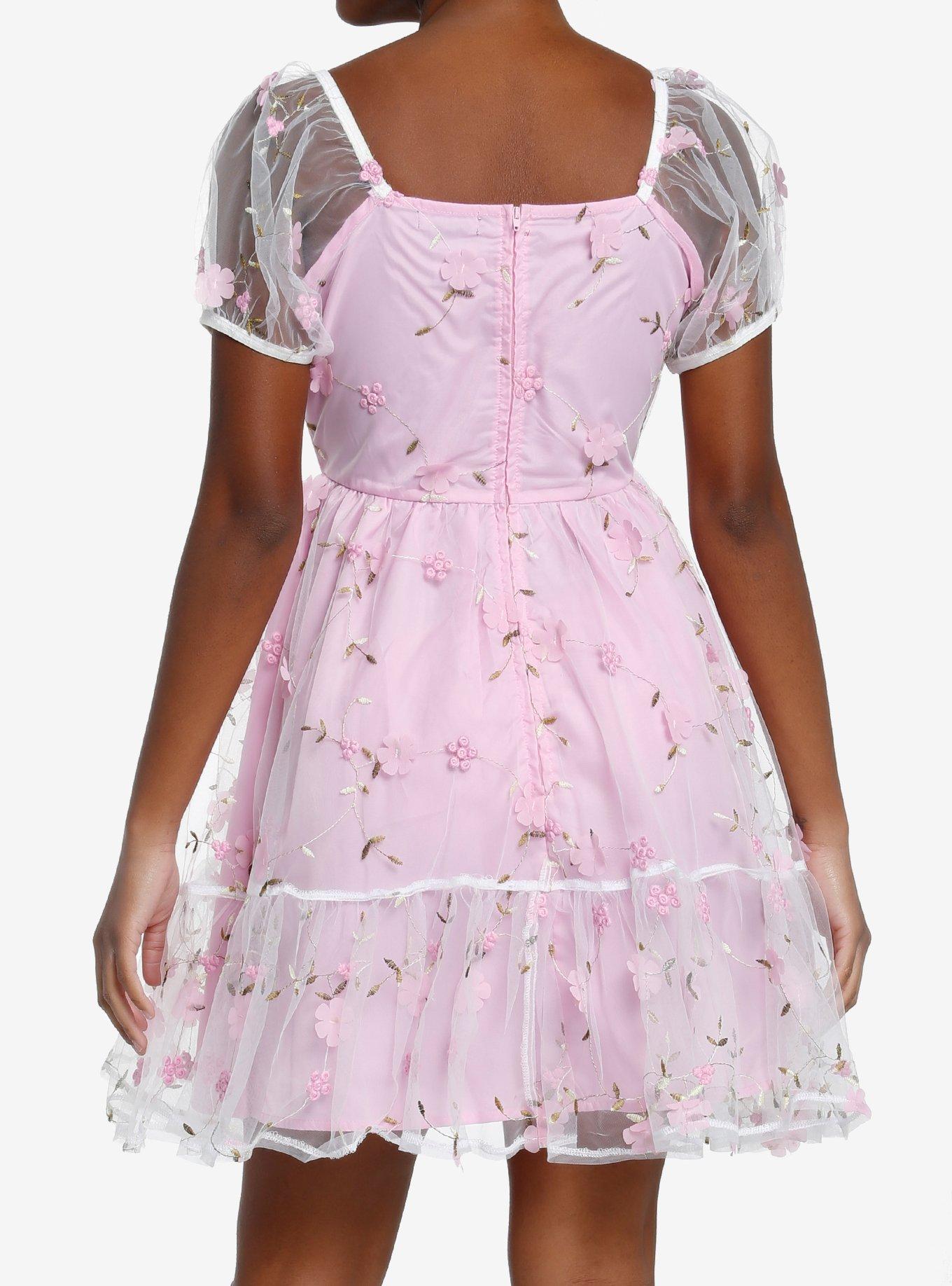 Sweet Society Pink Floral Organza Dress, PINK, alternate