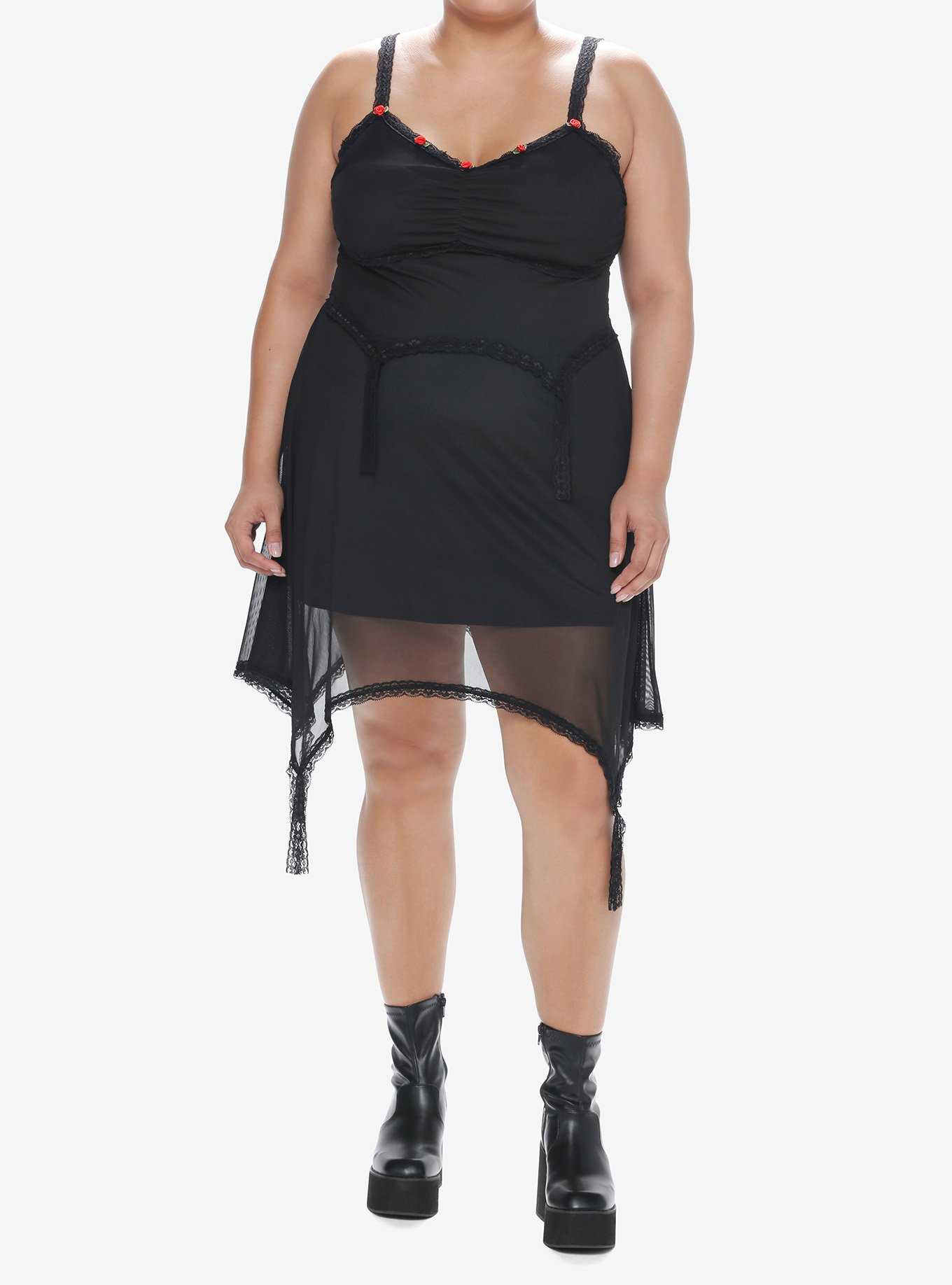 Hot Topic Black Lace Tiered Strapless Dress Plus